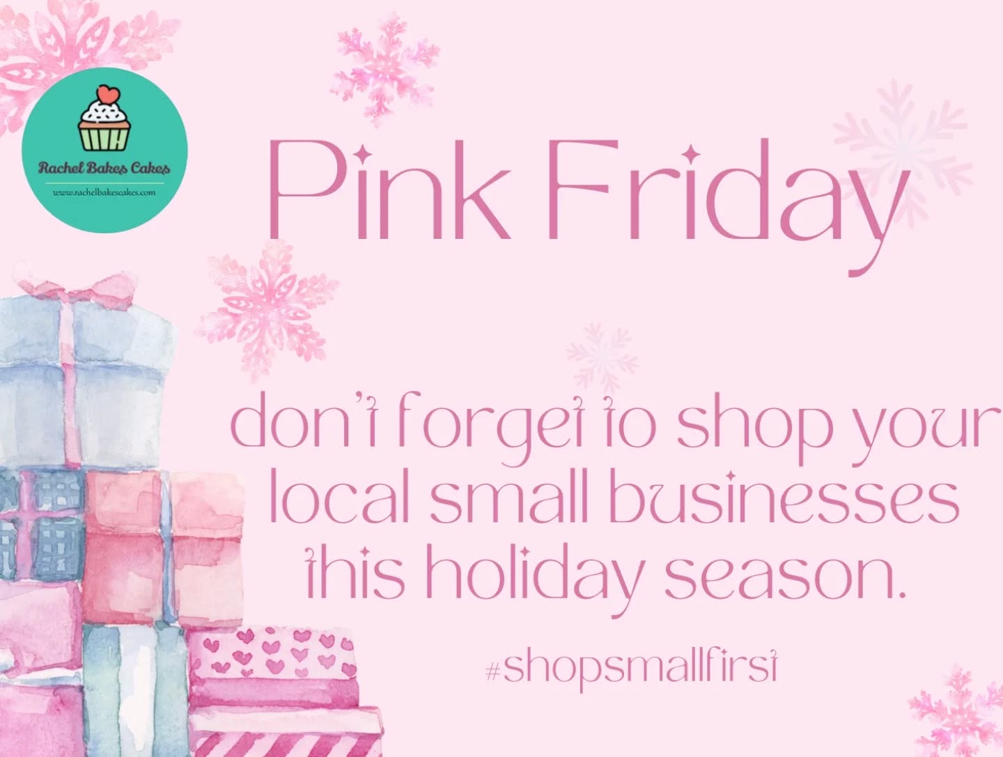 💕It's Pink Friday - so let's do a giveaway!! 🩷
I will be giving away a large DIY Christmas cookie kit to the winner!!
Two ways to enter, you must be following my page first:
1)Like AND share this post on either of my social media platforms!
2)Like AND tag in the comments your favorite person to shop small with this holiday season!
**Bonus entry if the person you tag follows my page!!
Entries close Monday 11/24 at 5pm. Winner announced Tuesday 11/25.
And don't forget to get out and shop online or in store at your local small businesses. We depend on your support!
#smallbusiness #smallbusinessfirst #pinkfriday #homebakery #homebaker #cottagefood #cakeartist #rachelbakescakes