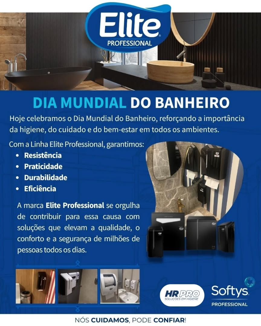 Hoje é o Dia Mundial do Banheiro! 🛀💧
Na HR PRO, acreditamos que a higiene pessoal é fundamental para o bem-estar e a confiança de cada pessoa. Por isso, estamos aqui para oferecer soluções inovadoras e eficazes para a higiene profissional.
Lembre-se: um banheiro limpo e organizado é o primeiro passo para um dia produtivo e saudável! 💪
#diamundialdobanheiro #higieneprofissional #hrpro #bemestar #limpeza #saúde