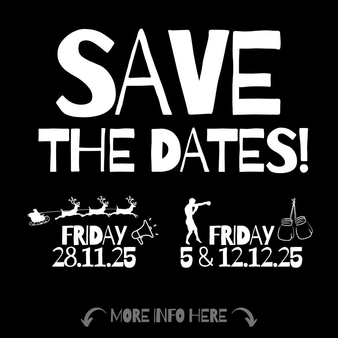Save the dates, team! 🥋🥊
📅 Fri, 28 Nov – Promotion Day & small Christmas Dinner after training at Wädi Bräu (9pm table reservation). Don’t miss it 🎉
👊 Kickboxing Plan by Kieran (in Wädi)
We’re running a test/trial week with two free seminars:
🗓️ Fri, 5 Dec & Fri, 12 Dec (next to kids training)
🕕 18:00–19:15
No charge – just come, train & enjoy! 💪