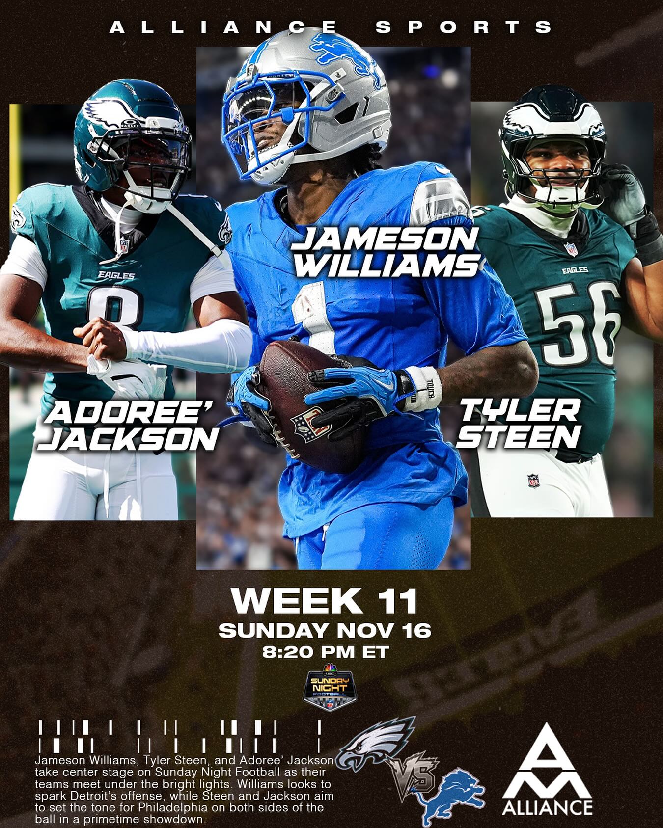 Alliance showdown on SNF as @bigsgjamo faces @adoreeknows & @t.steen54 under the bright lights 🌙⚡️