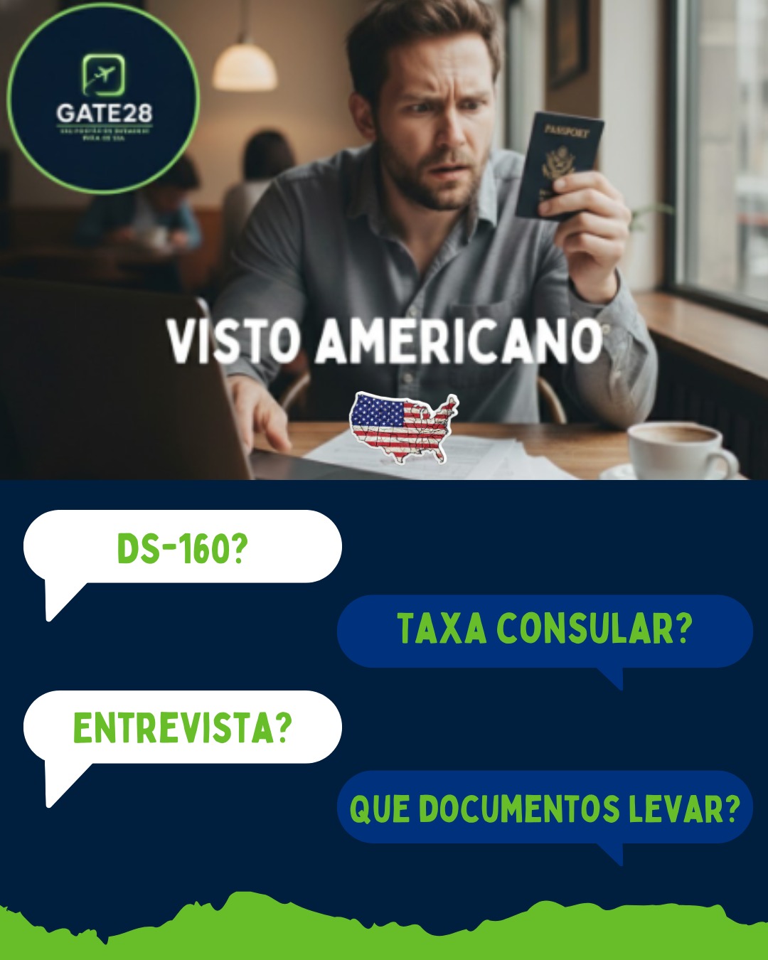 Tirar o visto americano não é intuitivo.
DS-160, taxa consular, entrevista, documentos… cada etapa parece um labirinto diferente. É normal ficar perdido, e é exatamente aí que a maioria erra.
A Gate 28 existe pra eliminar essa confusão.
A gente organiza tudo, preenche do jeito certo, alinha cada informação e te prepara pra entrevista sem enrolação.
Quer parar de quebrar a cabeça e fazer o processo sem sustos?
É só chegar. Seu visto começa aqui.
#VistoAmericano #DS160 #VistoUSA #ViagemEUA #Gate28 #Orlando #Disney #NovaYork #TurismoUSA #ViagemSemStress