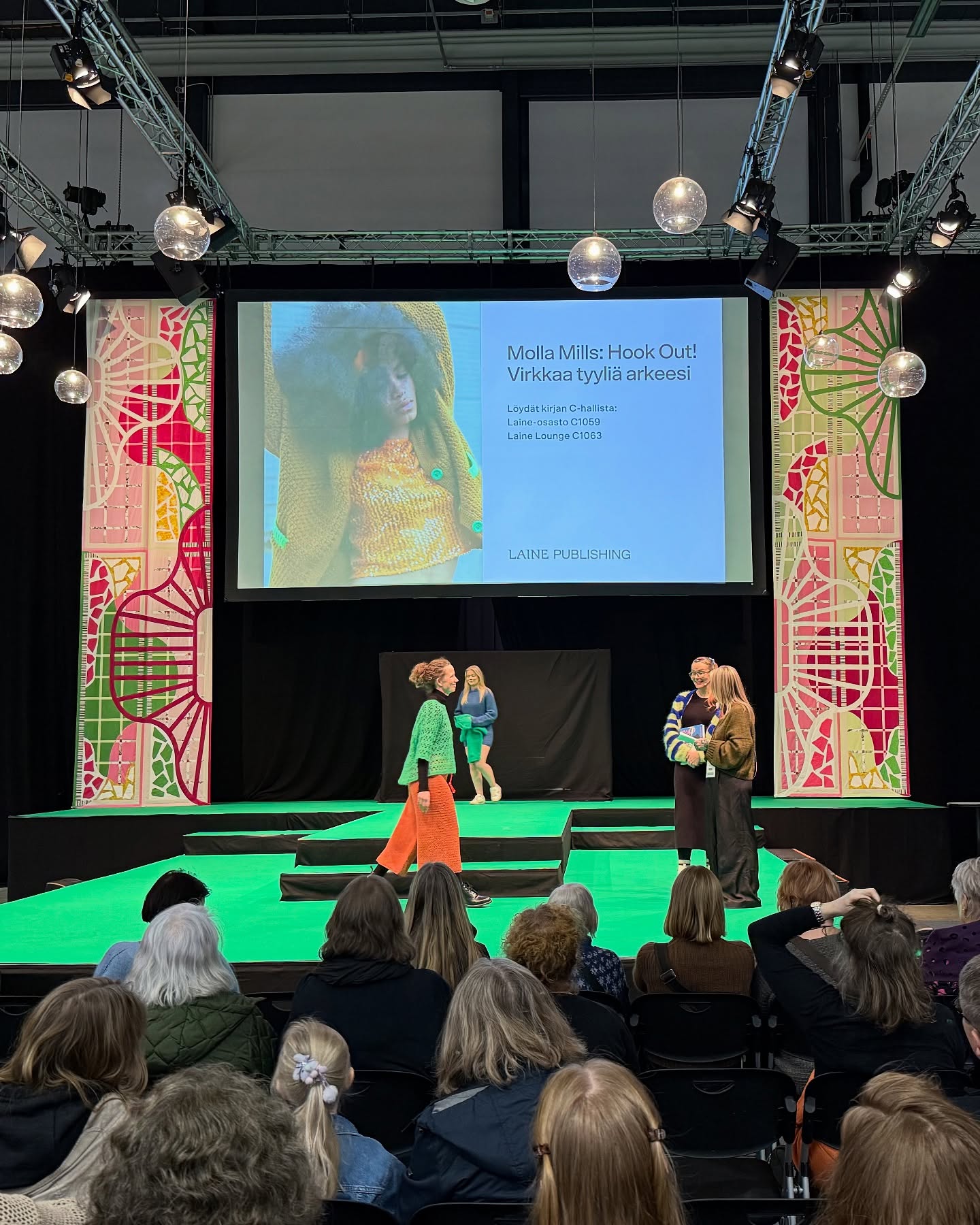 Last weekend, the biggest craft event in the Nordic countries - the Finnish Craft & Design Fair - took place in Tampere, Finland, drawing over 46,000 visitors. I had the joy and honour of contributing to the design and creation of the main stage together with creative designer @emmakinnu and @anskunyman from @tampereenmessut .
I designed and hand-crafted the tall patchwork panels displayed on the stage, each standing over six metres (240”) high. It was such a fascinating project, and I loved stepping out of my comfort zone and challenging myself. While I always consider a client’s colour wishes in commisioned work, this was my first time working from a precise colour palette - with bright green and shades of pink as the main colours, and yellow and white as accents.
The visual theme for this year’s fair was ”mosaic”, and that was also something they hoped to see reflected on my pieces. Guided by these directions and inspired by the event’s overall look, my imagination wandered into vivid, flourishing gardens. In these abstract works, the view opens onto a paradisiacal garden - seen from the other side of the fence.
The photos also fearure the fashion shows by @molla.mills / @laine_publishing and @sariannaniskalaofficial, as well as the stage’s amazing host, @sannalaitinen.fi .
#patchwork #craft #handmade #upcycled #stagedecoration #publicart