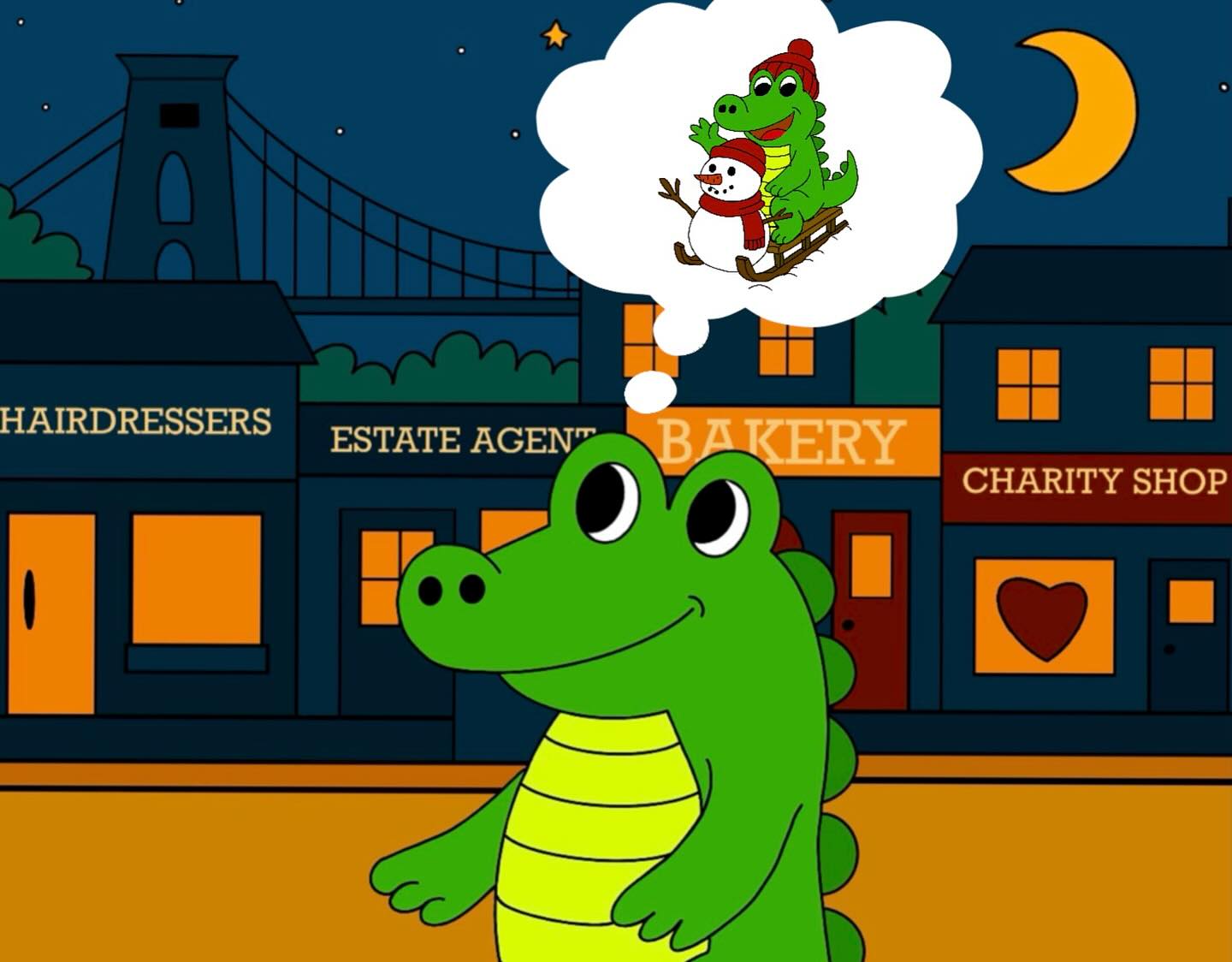 The Bristol Crocodile is already dreaming of snowy adventures… sledging down Clifton’s hills! ❄️🛷
Here’s hoping we get a magical snow day soon…
#BristolCrocodile #BristolIllustrator #ChildrensBooks #SnowDayDreams #WinterMagic #BristolMums #BristolKids #BristolArtists #PictureBook #IndieAuthor #IndieIllustrator #ShopLocalBristol #CliftonSuspensionBridge #CosyNights #SnowAdventures #cliftonlife #bristollife