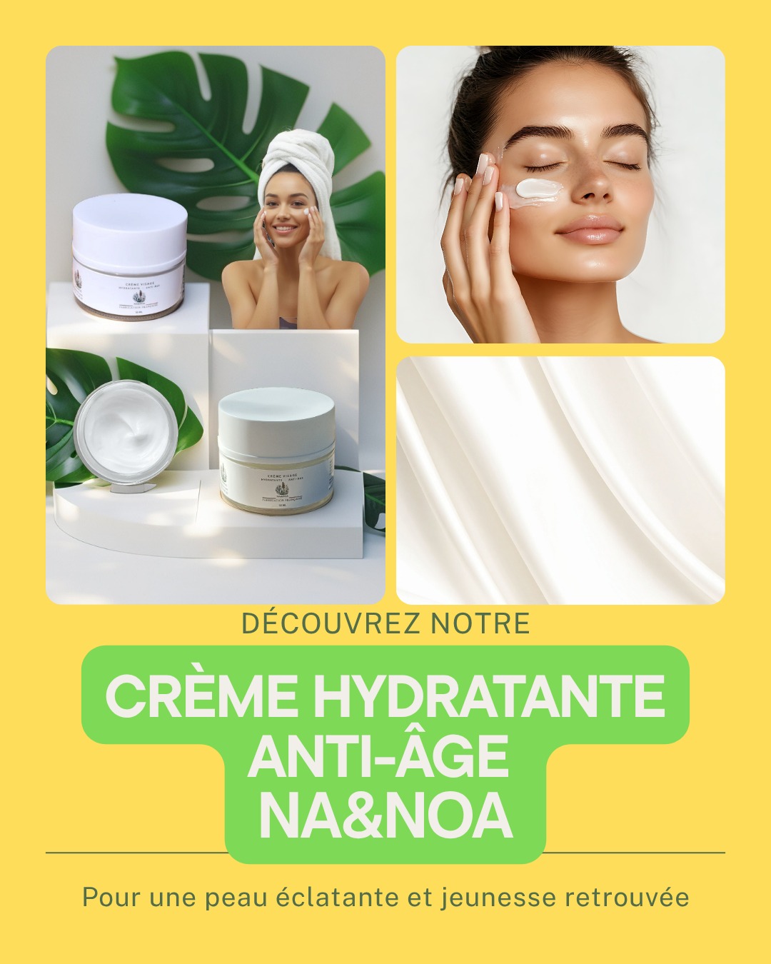 Plongez dans un rituel de beauté naturelle avec la crème hydratante anti-âge NA&NOA.
Une formule précieuse qui allie la puissance de la nature à l’efficacité du soin moderne.
Enrichie en aloe vera pour apaiser et hydrater, en acide hyaluronique pour repulper la peau, et en vitamine E pour lutter contre les signes du temps, elle redonne éclat et souplesse au visage.
Le macérat de calendula et les huiles d’amande douce et de raisin nourrissent intensément, tandis que l’extrait d’algues revitalise et protège la peau des agressions extérieures.
Résultat : une peau douce, lumineuse et visiblement plus jeune.
✨ NA&NOA – la beauté au naturel, jour après jour. ✨
VISITEZ NOTRE BOUTIQUE EN LIGNE :
👉 https://www.naetnoa.com/
#cosmétiquenaturelFrançaispourfemmes
#cosmétiquenaturel
#cosmétiquesnaturels
#cosmétiquenaturelpourfemmes
#naetnoa
#produitscosmétiquesnaturels
#produitsdebeauténaturels
#marquecosmétiquefemmes
#produitbeauténaturel
#cosmétiquenaturelle