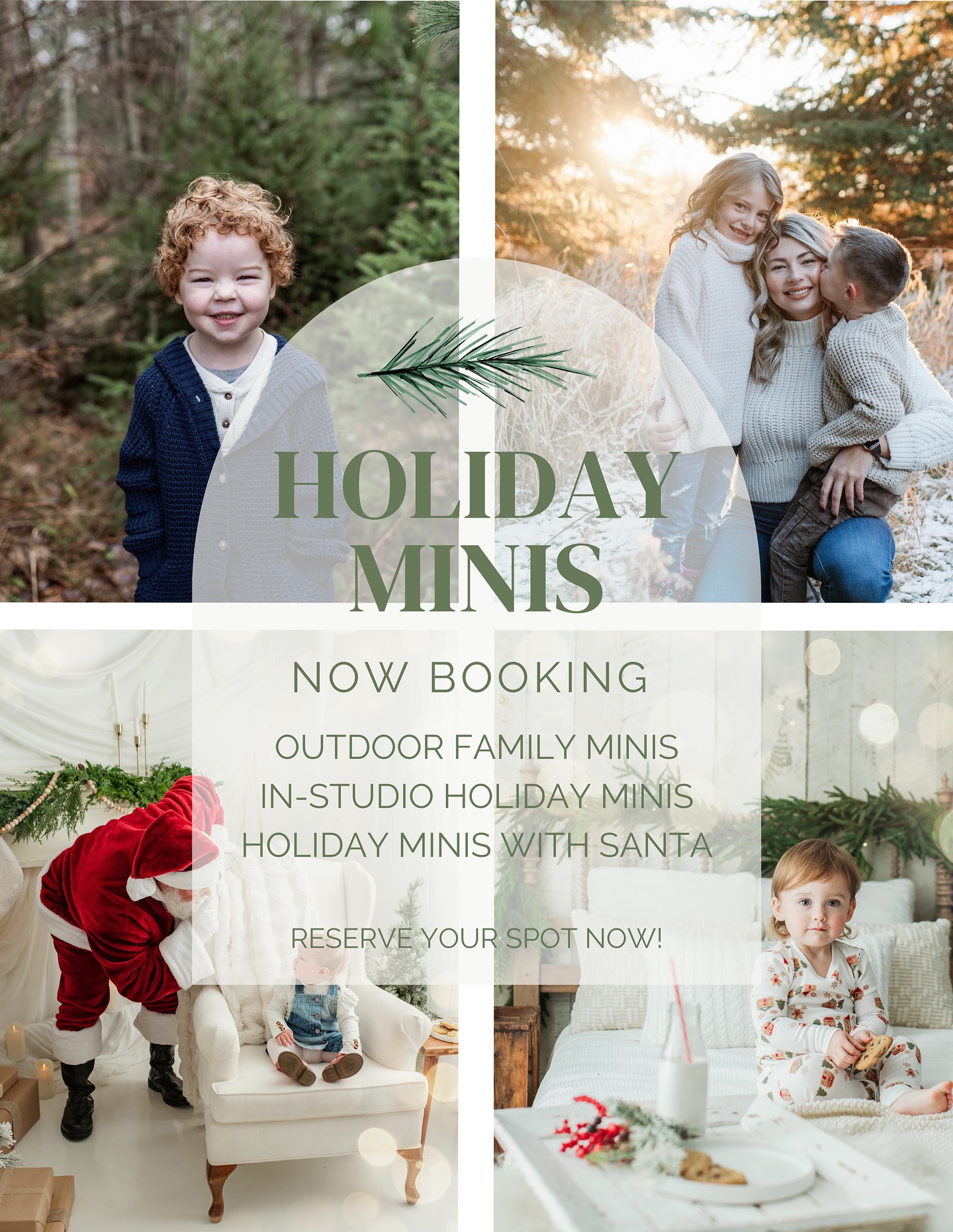 Holiday Minis are now open and booking online for November 29/30 & December 6/7. Reserve your appointment time via our website or send me a DM with questions!