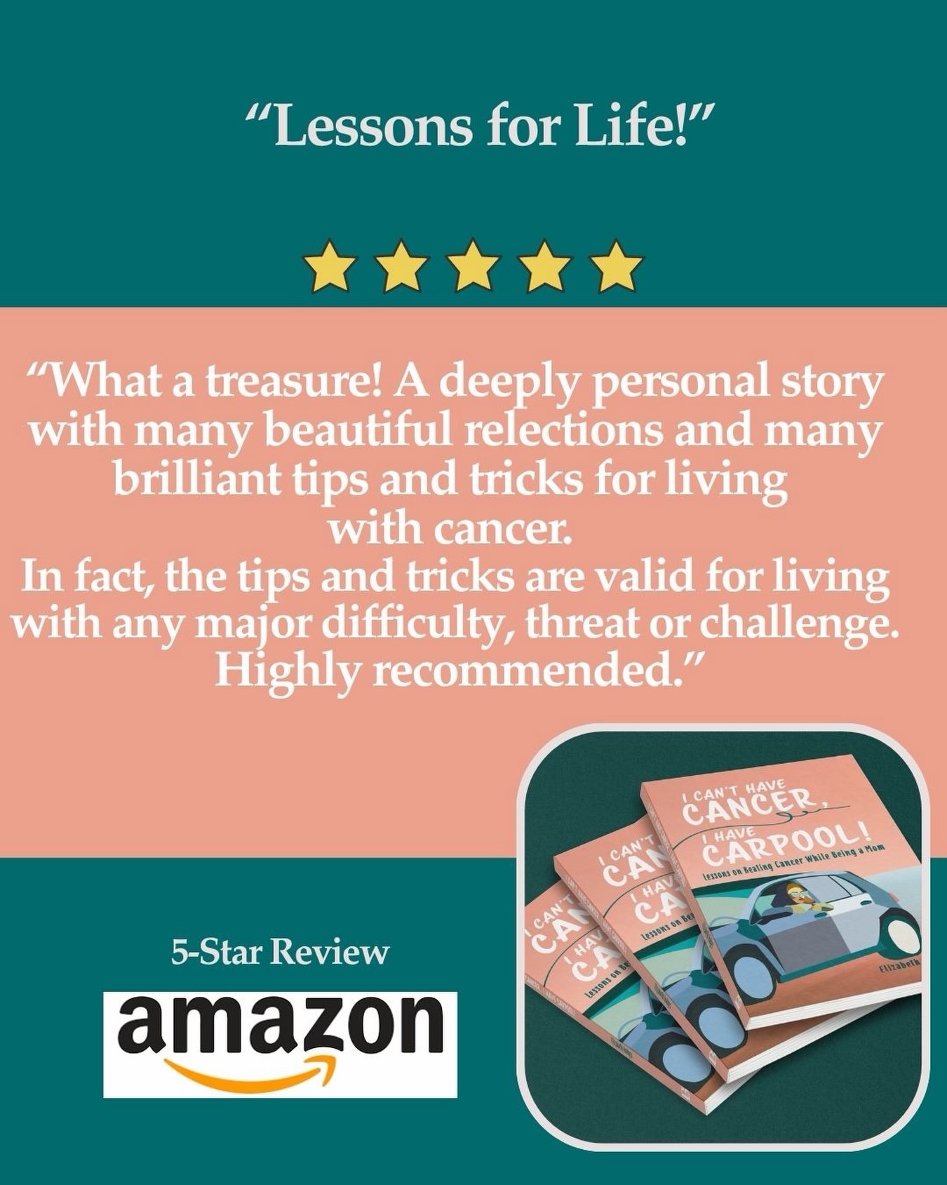 I never expected this review to come from across the ocean…🌊
What makes this even more special is that it came from Amazon UK, and that means a lot to me. Knowing that my message reaches readers outside the US reminds me that the struggles, fears, and resilience all mothers face are universal.
To the reviewer, thank you for taking the time to share these words. They mean more than you know.
#icanthavecancerihavecarpool #momswithcancer #motherswithcancer