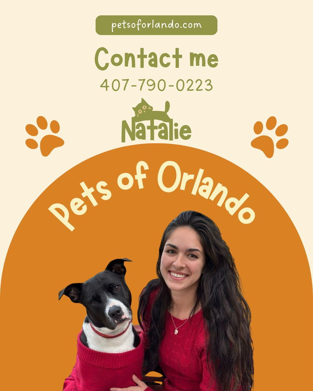 Hi friends! I’m Natalie — Orlando native, lifelong animal lover, and the heart behind Pets of Orlando.
I grew up surrounded by pets, and caring for animals has always been second nature for me. Whether it’s walks, check-ins, cuddles, or keeping your home safe while you’re away, I’m here to give you peace of mind and your pet all the love they deserve. 💛
Excited to meet so many new furry friends!
#OrlandoPetCare #PetSitterLife #OrlandoLocal