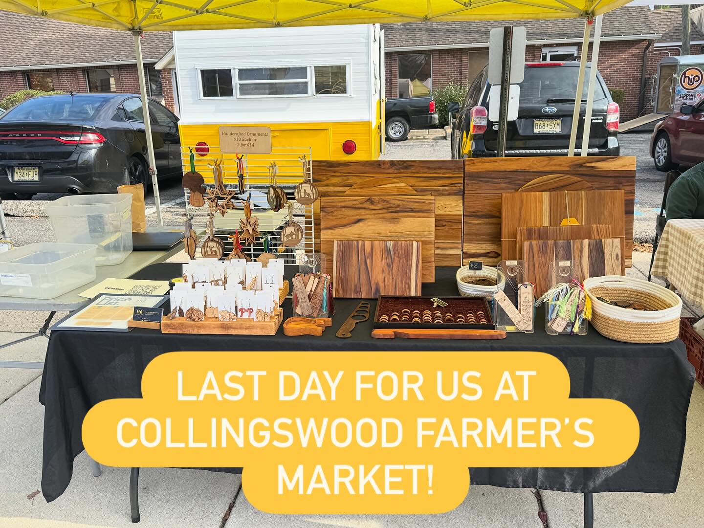 Come out tomorrow for our last day at the Collingswood Farmers Market. You still have time to get your knives sharpened for the holidays and you can also pick up some gifts while you wait. Maybe a small cutting board would be the perfect hostess gift or you could get a personalized gift the holidays. See you tomorrow!