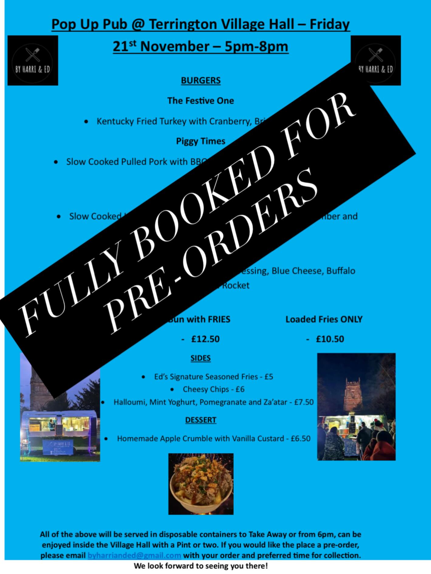 Wowzers! Thank you to everyone who has Pre-Ordered for THIS evening at Terrington Village Hall - we have been inundated with orders so have made the decision to STOP taking anymore.
Don’t worry though, we still have some availability for those that haven’t yet been in touch. @chef_ed_allen is going to be a busy bee today preparing for this evening and we will have some food for those that are planning on turning up for a few drinkies. We just thought best to warn that there will be LIMITED availability of the menu. We would love to be able to feed everyone and hopefully we can but wanted to give you all a heads up just in case!
Thanks!
H & E x
#chef #caterer #popup #pub #event #foodtruck #foodie #food #burger #loadedfries #streetfood #dessert