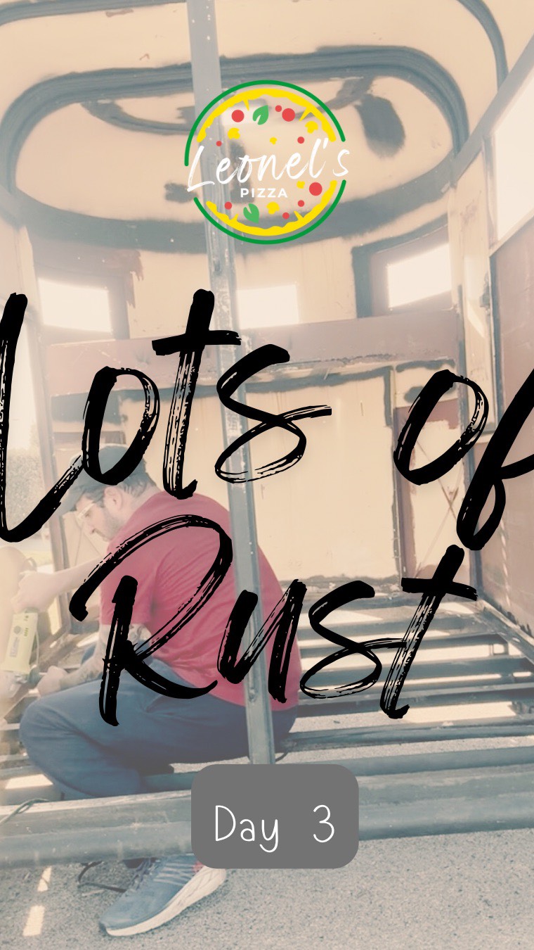 Rebuilding the foundation, one rusty beam at a time! 🛠️ Day 3 was all about rust removal and prevention on the horse trailer frame. From grinding to applying high-performance metal primer, this critical step ensures our future pizza trailer is rock solid. What’s the toughest DIY project you’ve ever tackled? 👇 #FoodTruckBuild #PizzaTrailer #DIY #RustReform #FoodCatering”