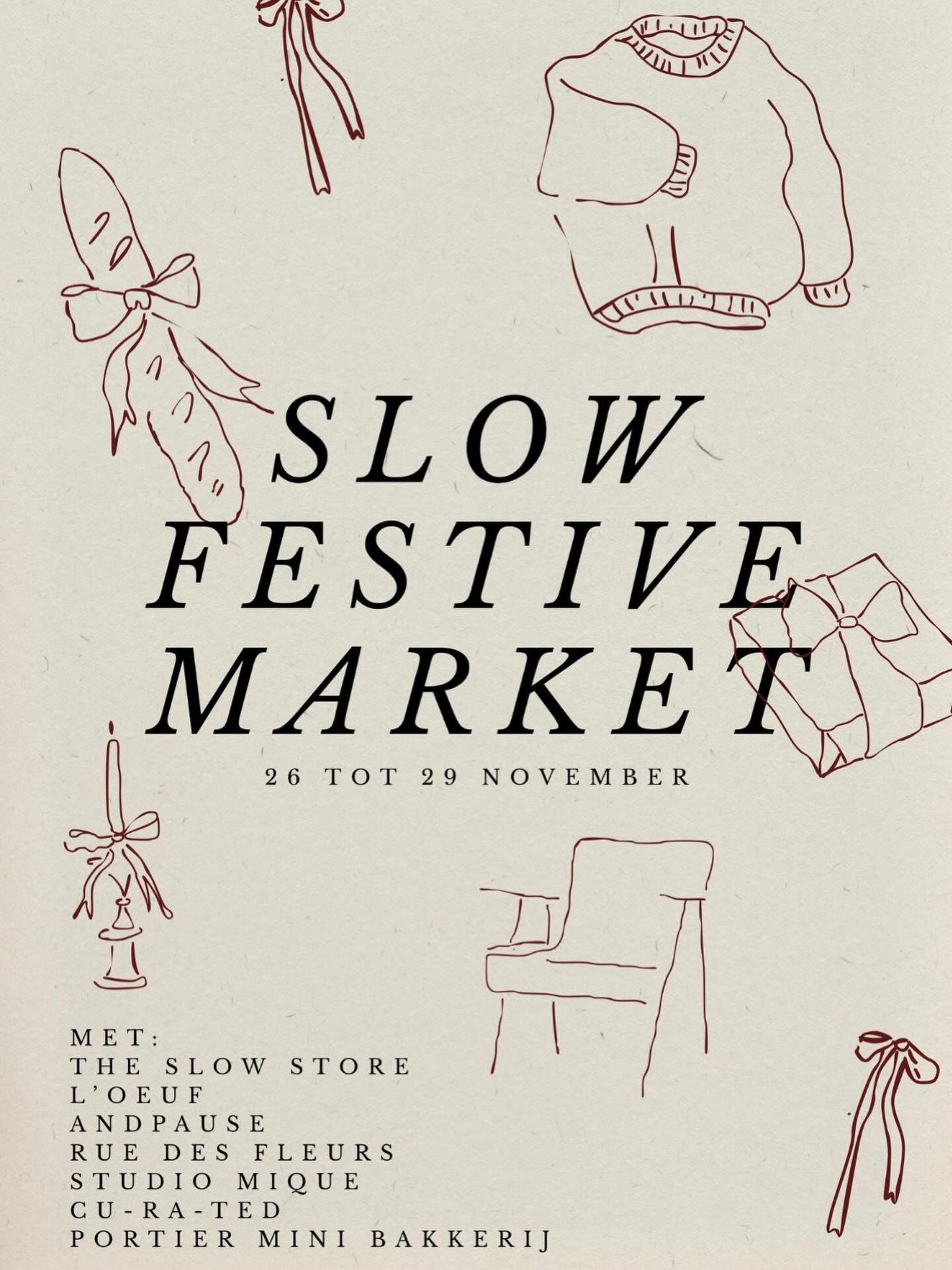 MARK YOUR CALENDARS 👀
THE SLOW FESTIVE MARKET 26.11 - 29.11 @theslowstore_ in Barneveld 🤎 || When we brainstormed about the event it was still warm and sunny and now we’re more than ready for some cozy cocooning! Imagine unique interior pieces, beautiful vintage garments and a cozy festive atmosphere with lovely slow food in the beautiful @theslowstore_ @loeufbarneveld.
It’s been so much fun bringing my @studiomique vibe to life curating unique pieces over the past few months in Switzerland, France and The Netherlands and I can’t wait to share them with you. 🤎 Love to see you in person! ✨ With love, Miek
