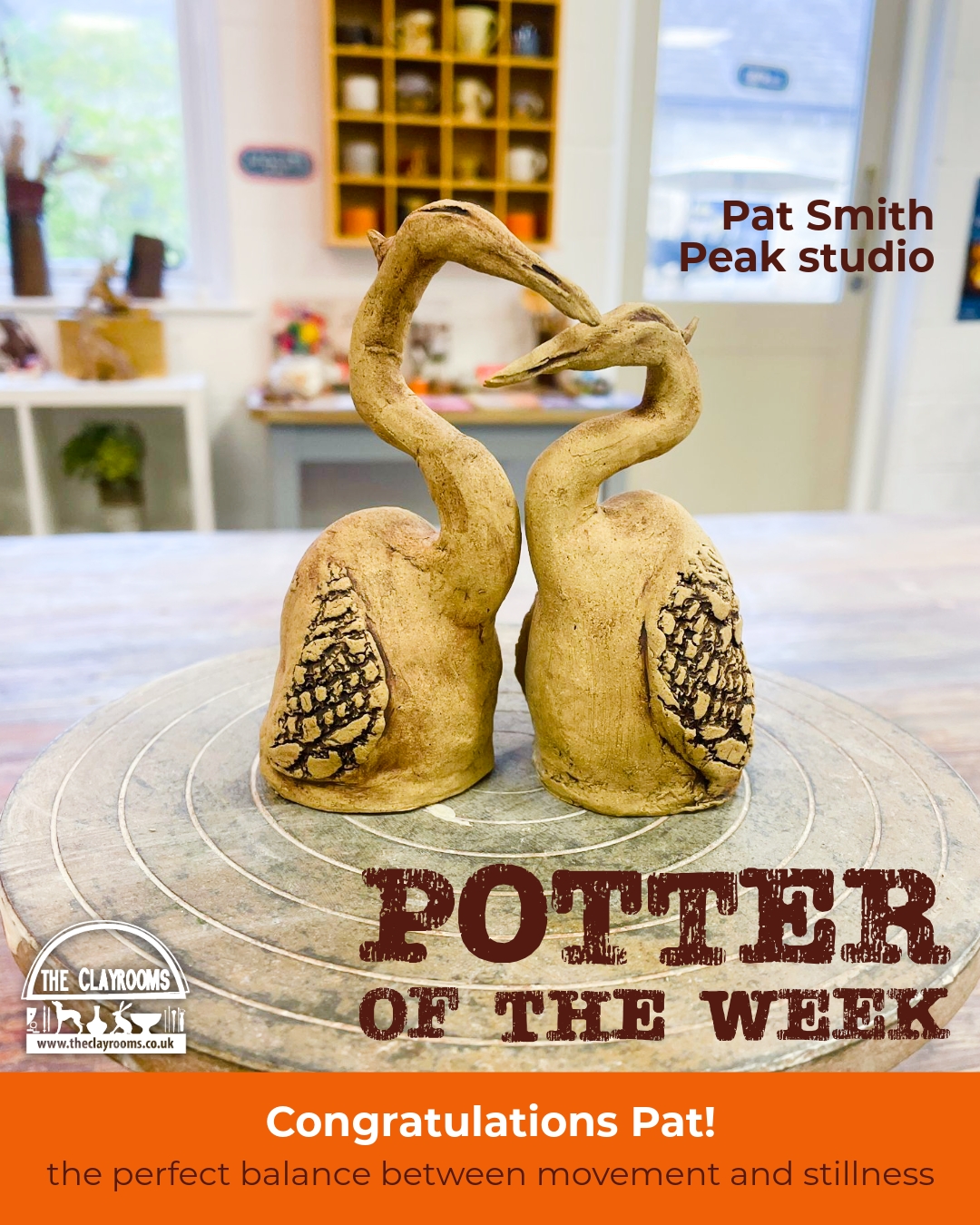 These beautifully sculpted herons by Peak studio member Pat Smith have landed her potter of the week 🪶
Each piece captures that perfect balance between movement and stillness, a true example of how handbuilt clay sculpture can bring nature to life.
We love celebrating the creative talent within our Clayrooms community 💛
📍 Handmade at The Clayrooms Peak – one of our four pottery studios offering workshops, courses and memberships for all levels.
@peakshoppingvillage
#TheClayrooms #PotteryWorkshops #PotteryStudio #PotteryClassesUK #HandbuiltCeramics #PotteryCommunity #ClayAndCreativity #SculptingInClay #CeramicArt #PotteryInspiration #CreativeWellbeing #PotteryForBeginners #PotteryArt #MindfulMaking #LearnPottery #Handbuilding #CeramicsOfInstagram #CreativeCommunity #TheClayroomsPeak #PotteryCourse