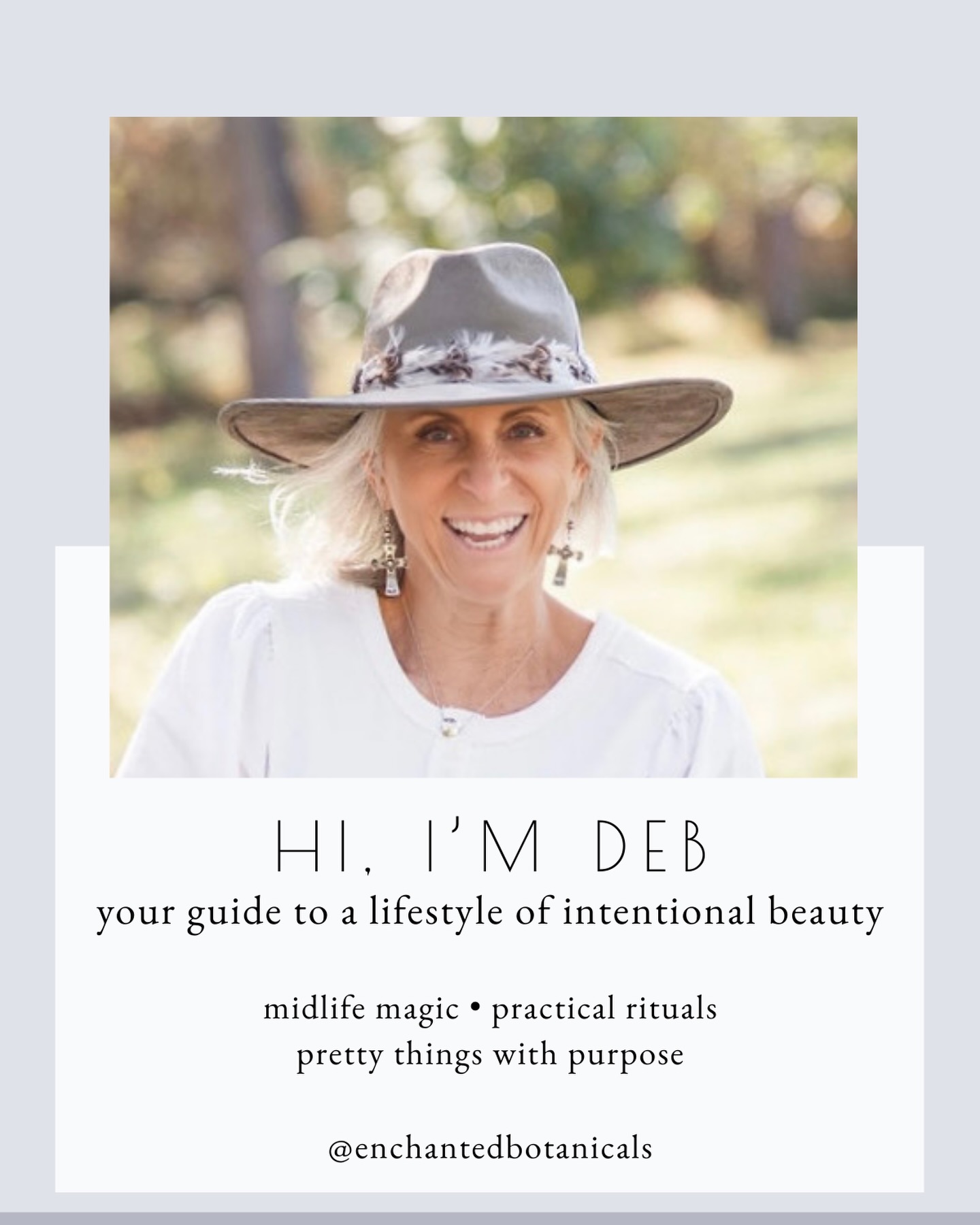 If you’re new here — welcome. I’m Deb.
Gardener. Candle-pourer. Midlife magic enthusiast.
Professional “make it pretty and meaningful” person.
If you like flowers in your sink, candles before breakfast, and spiritual tools that don’t require a handbook…
you’re home.
@enchantedbotanicals
#intentionalbeauty #midlifemagic #modernapothecary