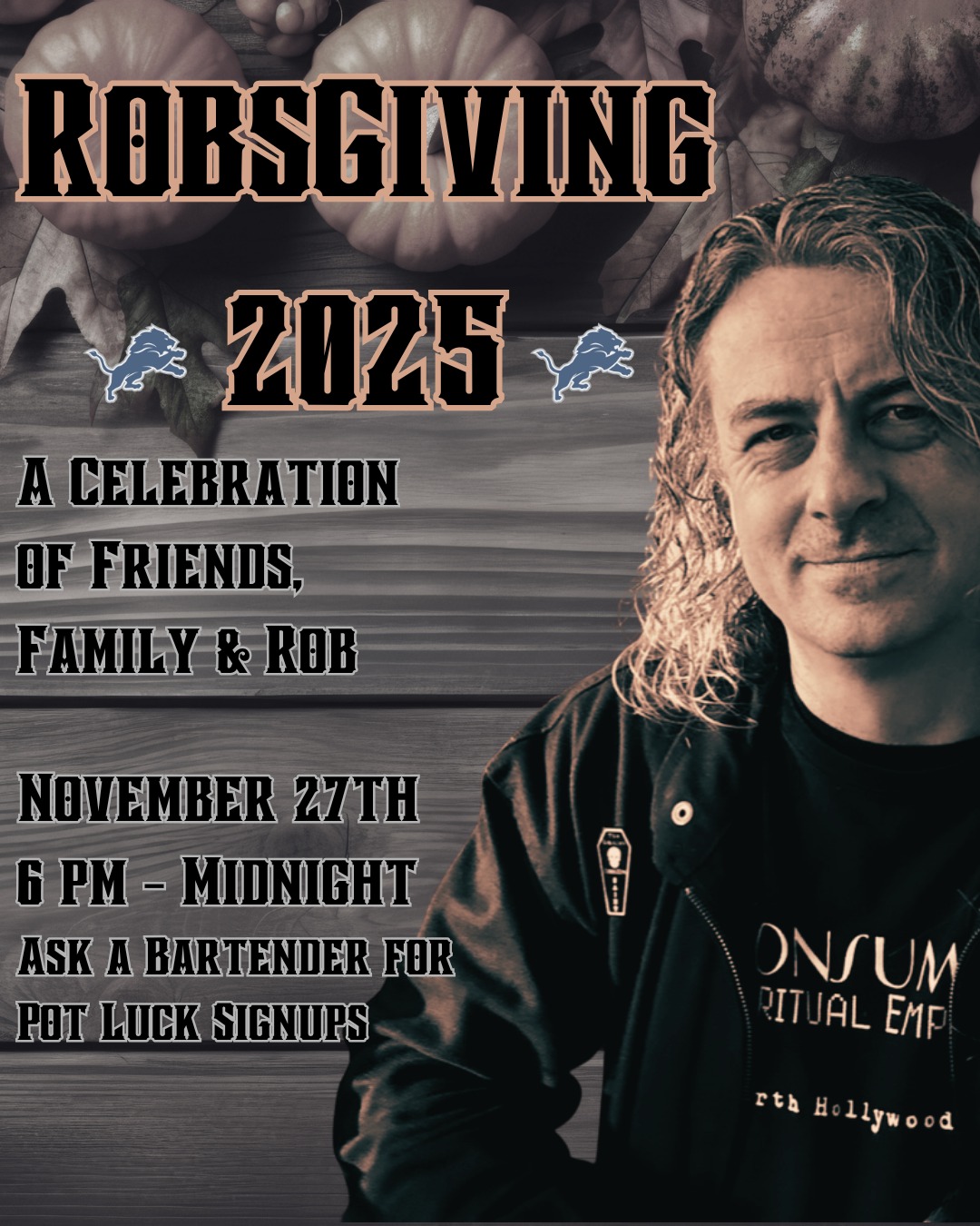 🦃 ROBSGIVING — November 27th! 🦃
Come celebrate Robsgiving with us! We’ll be opening at 6pm on the 27th to toast friends, family, community, and of course… Rob.
🍻 Bar is open 6pm to Midnight
🍽️ Kitchen is closed all day — but we are hosting a potluck!
Want to bring a dish? Sign-ups are behind the bar — just ask your bartender.
📺 No Jeopardy Bar League tonight — we’re taking the night off for the holiday festivities!
Swing by for a pint, share some food, and kick off the holiday vibe the Tony’s way, I mean Rob's way. ❤️
#Robsgiving #TonysDartsAway #BurbankEvents #FriendsgivingButBetter