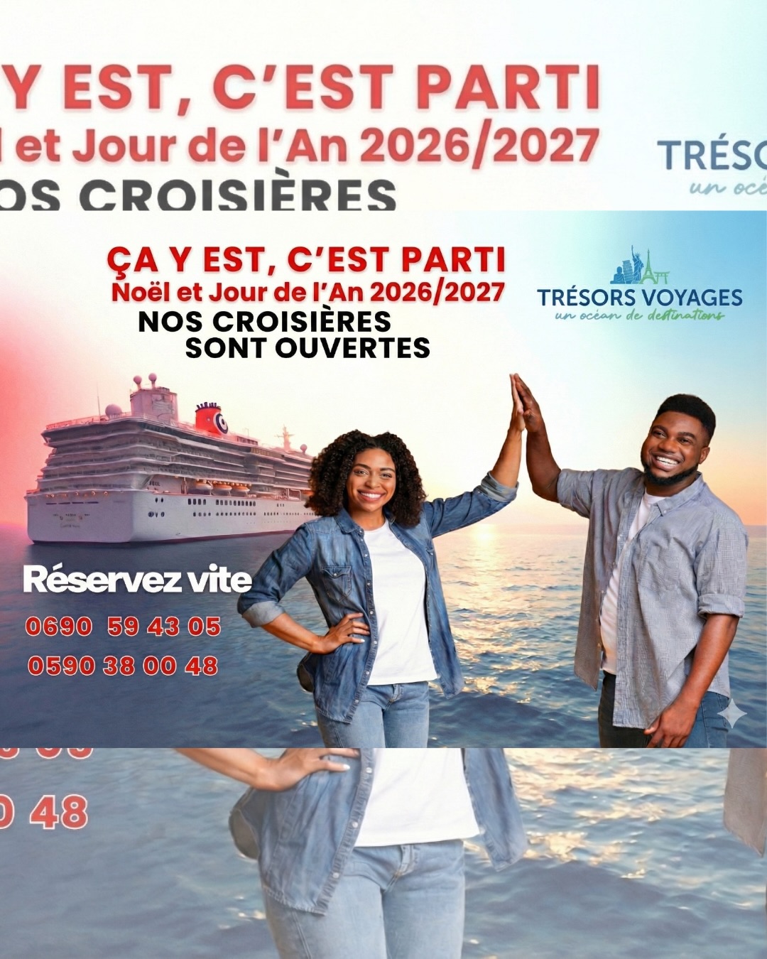 🛳️ ÇA Y EST, C’EST PARTI ! 🌊
Les réservations pour nos croisières de Noël et du Jour de l’An 2026/2027 sont officiellement OUVERTES ! 🎄✨
En famille, en couple ou entre amis, c’est le moment de prévoir des fêtes de fin d’année inoubliables. Ne laissez pas passer votre chance, les places sont limitées !
📞 Réservez vite