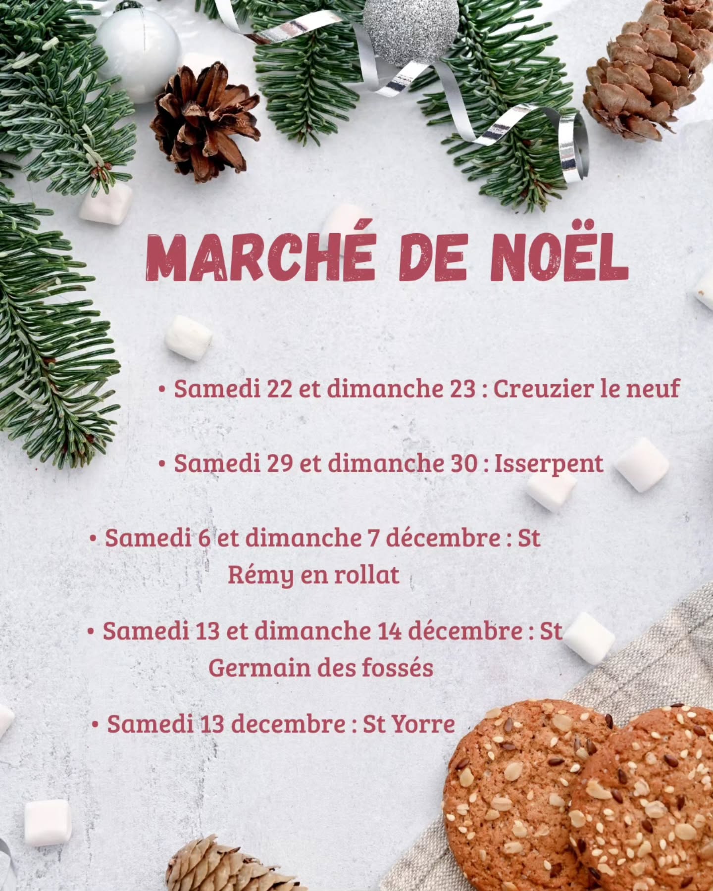 Marchés de Noël... Je débarque !! ✨🎅🏻
C'est officiel : je serai présente sur les marchés de Noël 🎄
Je t'emmène dans mon univers, mes idées cadeaux, mes accessoires préférés...
Si tu veux passer un moment chaleureux, me voir en vrai où trouver LE cadeau parfait... 🎁
Je t'attendrai avec plaisir 💝
.
.
.
💭 Alors on se vois sur quel marché cette année ?!
Enregistré ce post pour conserver les dates
.
.
#marchedenoël #artisanatlocal #eshop #conceptstore #cadeauxdenoel #shoppingnoel #ideescadeaux #modchadeschoux #femmecurvy #allier