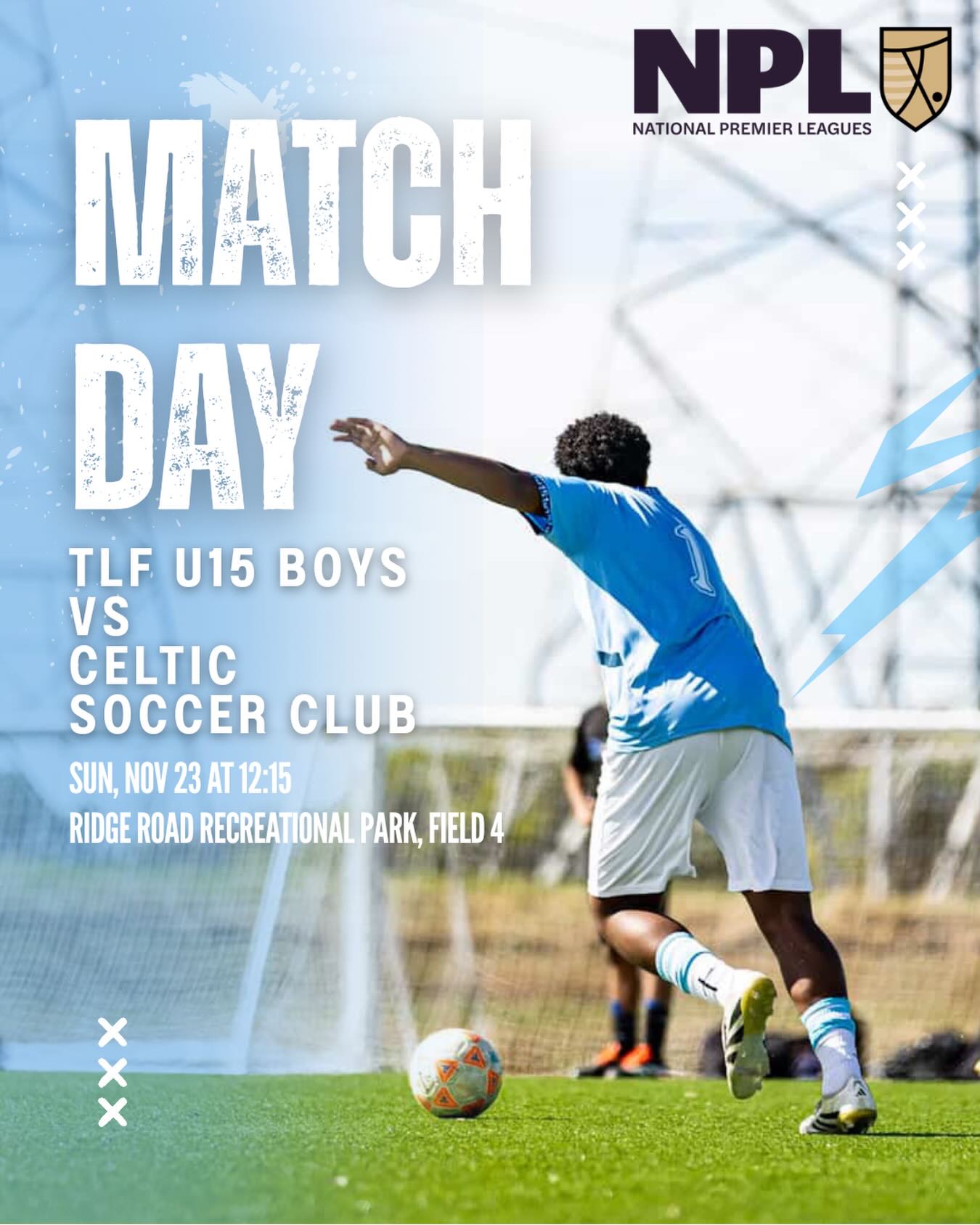 TLF u15 boys vs Celtic Soccer club
nov 23, 12:15, ridge road rec field 4
be there or be square
@nationalpremierleagues