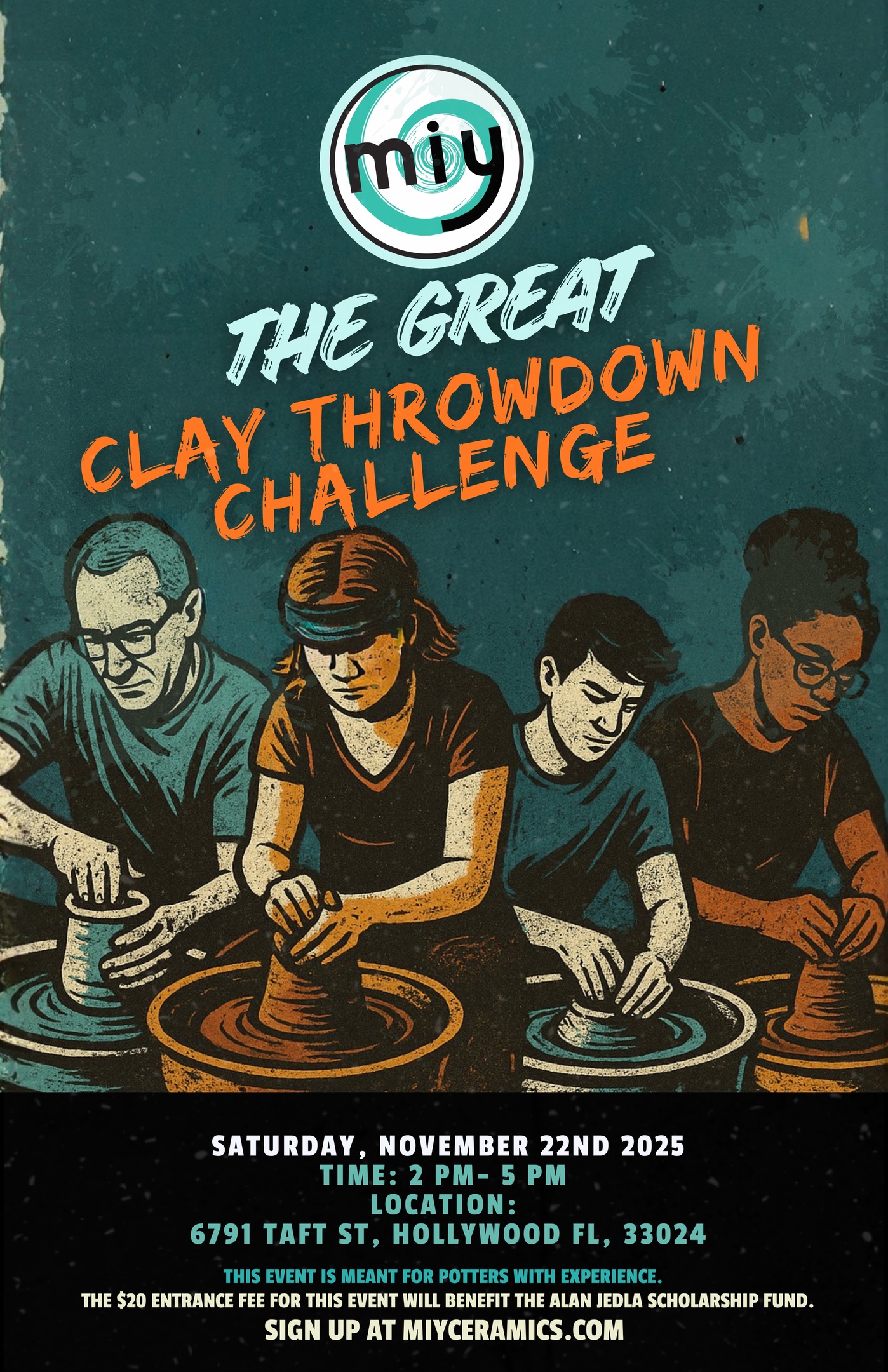 🗓 This Saturday — November 22, 2025
⏰ 2 PM to 5 PM
💰 $20 entry fee (benefits the Alan Jedla Scholarship Fund)
🏆 Prizes:
1st Place – $100, 25 lb clay bag, and bragging rights 😄
2nd Place – 25 lb clay bag
Open to intermediate and advanced potters ready for some friendly competition, muddy fun, and serious creativity. Food, fun, and clay chaos await — sign up today and join the challenge!
#MIYCeramics #ClayThrowdown #PotteryChallenge #CeramicArt #SupportLocalArtists #AlanJedlaScholarship #PotteryCommunity