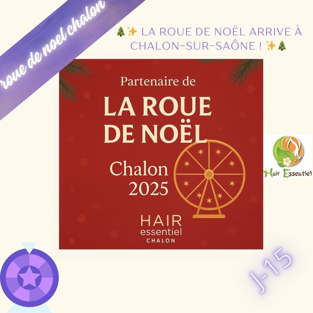 🎄✨ La Roue de Noël arrive à Chalon-sur-Saône ! ✨🎄
📅 Samedi 29 novembre 2025, la Ville fera tourner la chance avec 5 000 € de bons d’achat et de nombreux lots offerts par vos commerces chalonnais préférés 🛍️
💝 Hair Essentiel Chalon participe à cette belle opération et offre un Hair Spa Découverte 💆♀️🌿
Un moment de détente et de soin pour vos cheveux — à gagner sur place !
👉 Pour jouer :
Faites un achat de 50 € minimum dans un commerce chalonnais le 29 novembre,
Présentez votre ticket de caisse au barnum installé dans les rues piétonnes,
Et faites tourner la Roue de Noël 🎡 — 100 % des participants seront gagnants 🎁
🎅 Bonne chance à toutes et à tous, et vive la magie de Noël à Chalon !
#HairEssentielChalon #ChalonSurSaône #LaRoueDeNoël #CommerçantsChalonnais #Noël2025 #HairSpaDécouverte #ShoppingLocal