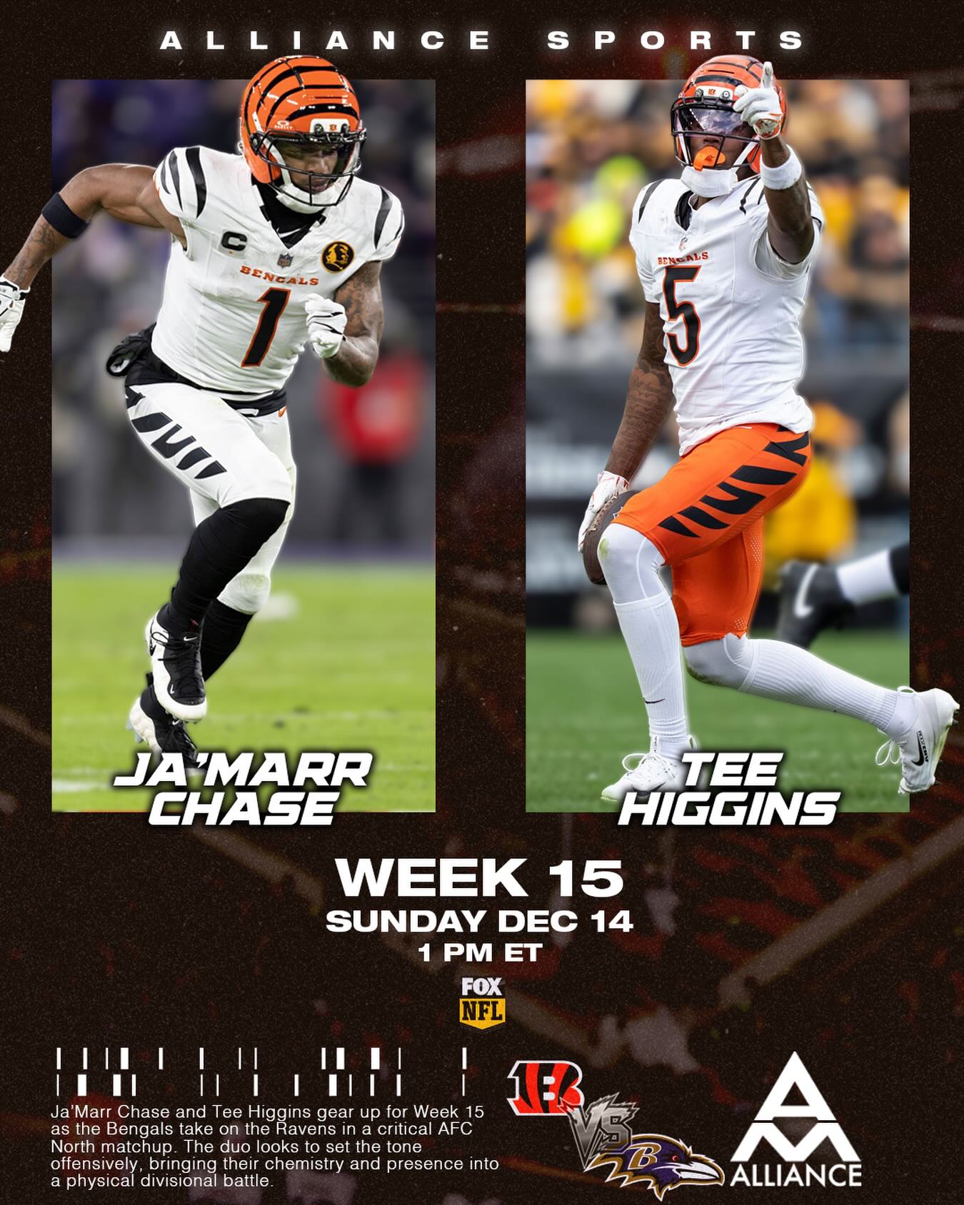 Playmakers activated 🔥 @teehiggins & @lahjay10_ ready to take over in Week 15 🐅