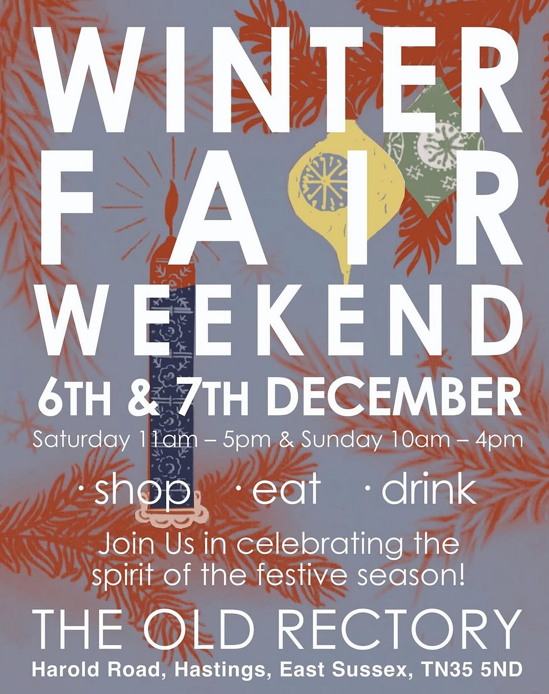 We’re excited to share that we’ll be serving our freshly brewed coffee at @theoldrectoryhastings Winter Fair! ❄️