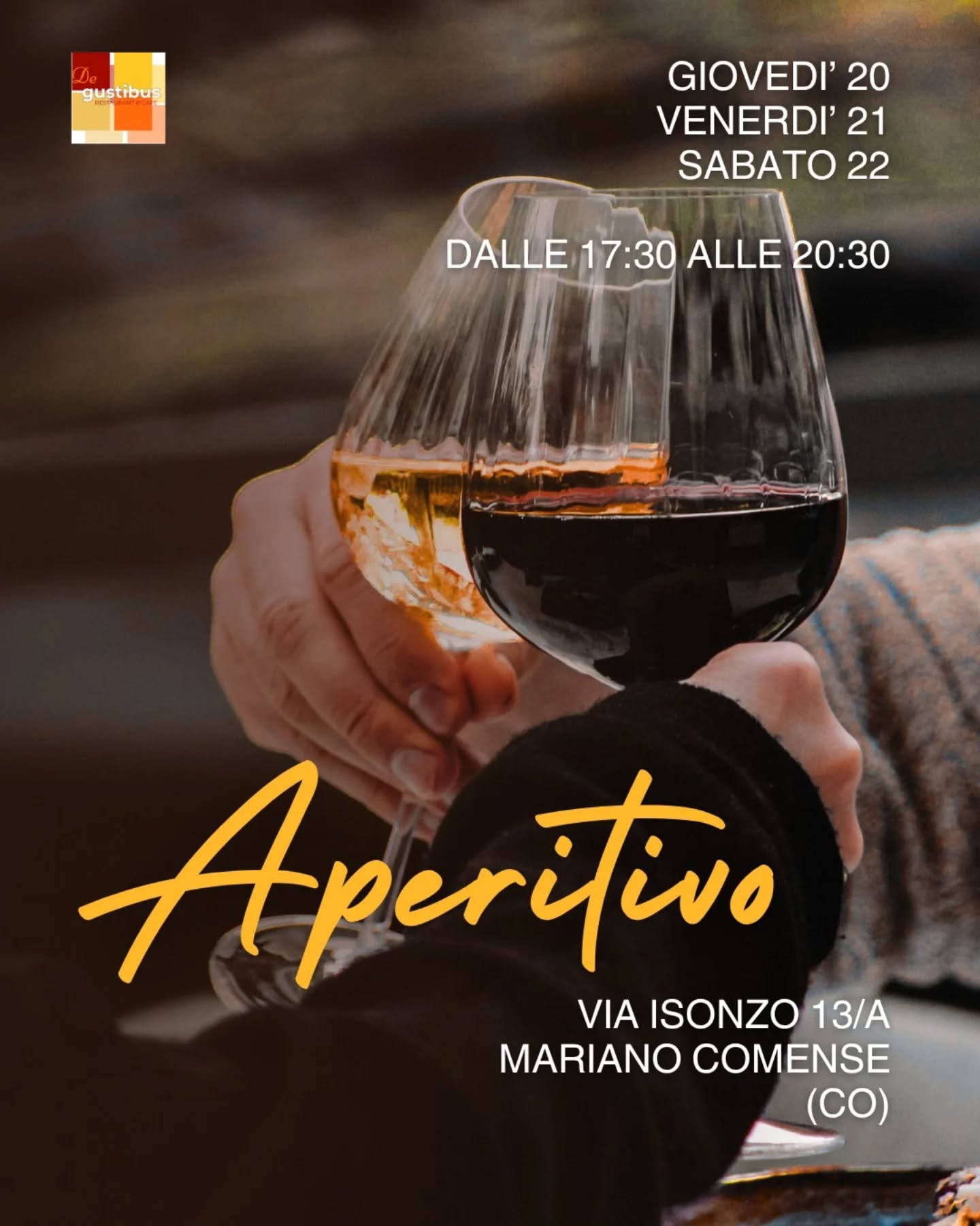 Ci vediamo a partire da stasera!
🗓️ GIOVEDÌ 20, VENERDÌ 21 e SABATO 22
⏰ Dalle 17:30 alle 20:30
Selezione di: 👇
1️⃣BIRRE
SPECIALI BELGHE
CON TRAMEZZINI
AL SALMONE AFFUMICATO — €9,00
2️⃣ VINO ROSSO
CON TRIS DI FORMAGGI VALTELLINESI E NOCI — €9,00
Prenota il tuo tavolo:
📞 031745687
Ti Aspettiamo!
📍 Degustibus, Via Isonzo 13/A, Mariano Comense (CO)
#degustibus #degustibuscafe
#aperitivo #tema