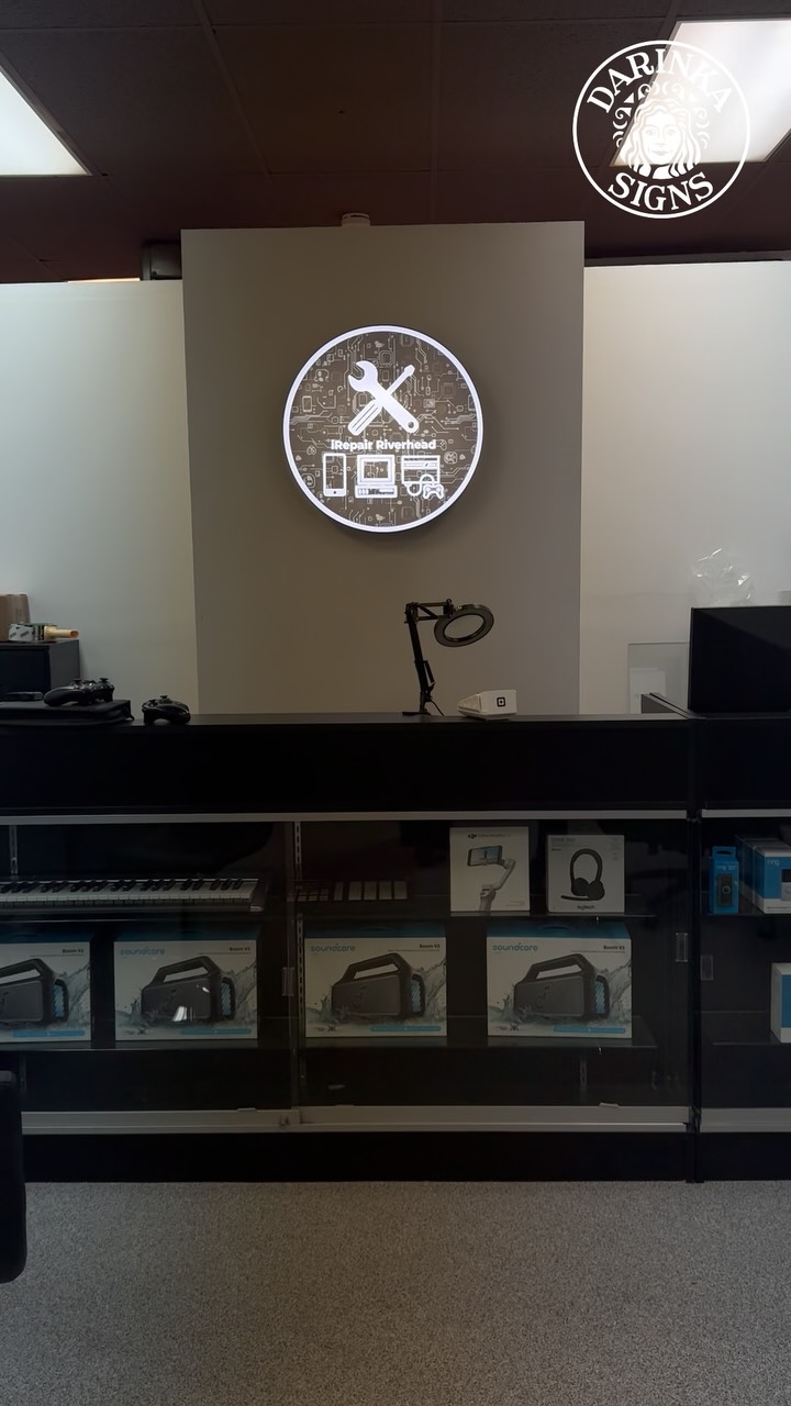 Another beautiful project for our friends at I Repair Riverhead ✨
We created an indoor lightbox sign that lights up their space (and the whole customer experience).
If you need your phone, laptop, or tablet repaired — they’re the place. And if you need your brand to shine — we’re here for you.
#LongIslandBusiness #DarinkaSigns #Riverhead