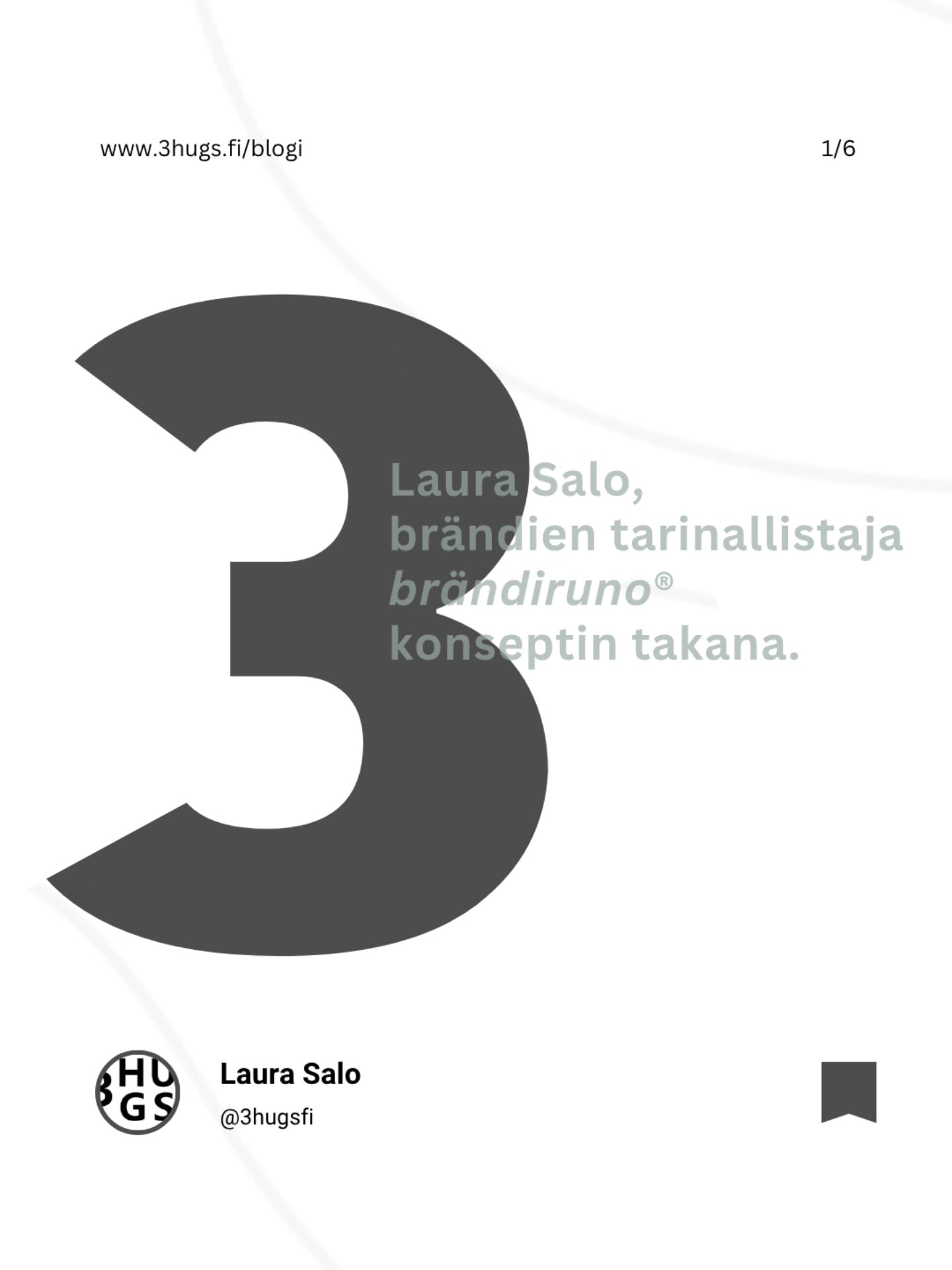 ~ 𝟯𝗛𝗨𝗚𝗦 𝗫 𝗕𝗟𝗢𝗚𝗜 ~
Olen Laura Salo, KTM ja mainostoimistoyrittäjä brändiruno®-konseptin takana.
Uusimmassa blogi julkaisussa kerron hieman itsestäni sekä tarinastani kohti brändirunojen syntyä.
3 NOSTOA:
1 \\ Brändi ei ole viesti – se on tunnetta, tarinaa ja arvoa, joka syntyy kohtaamisissa asiakkaidesi/kohdeyleisösi kanssa.
2 // Brändiruno® syntyi halusta palauttaa aitous markkinointiin ja kertoa tarinoita, jotka tuntuvat.
3 \\ Kun uskot brändiisi niin paljon, että hengität sen tarinaa – muut haluavat tulla osaksi sitä.
.
.
👉🏼 Jatka lukemista täältä:
𝘄𝘄𝘄.𝟯𝗵𝘂𝗴𝘀.𝗳𝗶/𝗯𝗹𝗼𝗴𝗶
.
Näihin ajatuksiin,
Laura, 3hugs.fi
.
.
3HUGS.FI ~ ME LUOMME 𝑇𝐴𝑅𝐼𝑁𝑂𝐼𝑇𝐴, jotka puhuttavat ℎ𝑢𝑜𝑚𝑒𝑛𝑛𝑎.
.
#3hugs #3hugsfi #3hugsmarketing #3hugsbranding#brändi #brändiruno #brändiarvo #tarina #yritystarina #mainonta #konsepti #konseptointi #brändiviestintä #tarinallistaminen #asiakaskokemus #cx #ex #markkinointiviestintä #strategianytimessä