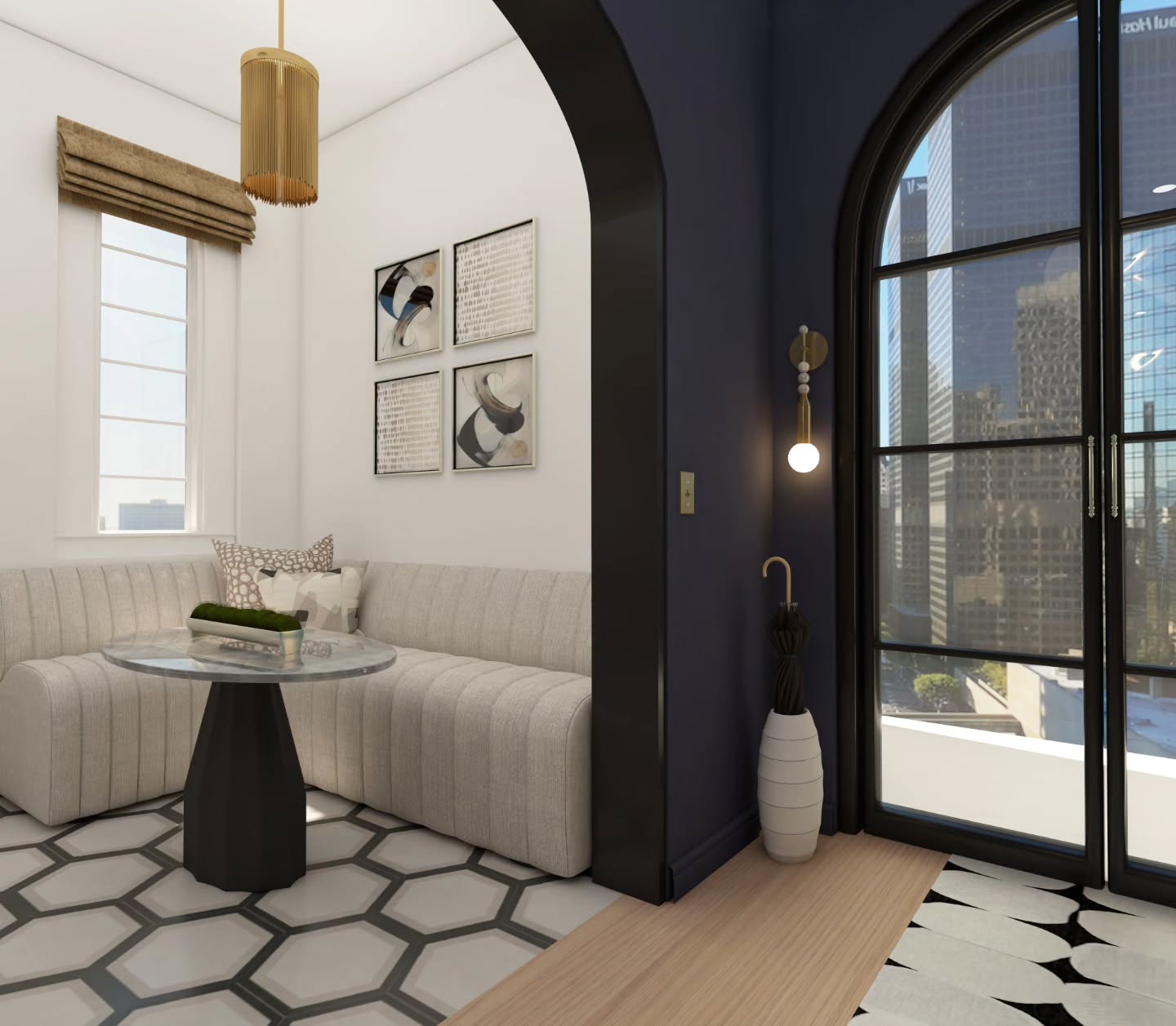 A tiny kitchen nook.
Www.bellanoiredecor.com