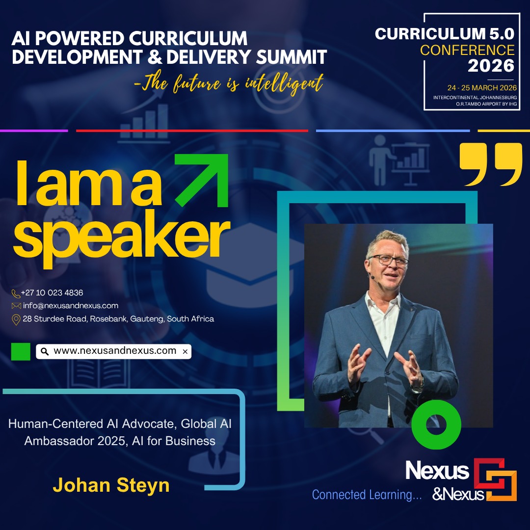 🔝 Listen up, we have another big hitter!!
Human-Centered AI Advocate, 2025 top global AI ambassador and AI for Business specialist Johan Steyn is speaking at the upcoming Curriculum 5.0 – AI-Powered Curriculum Development & Delivery Summit 2026.
You really dont want to miss this keynote! Check event details below:
Date: 24 - 25 March 2026
Venue: InterContinental Johannesburg O.R.Tambo Airport by IHG
Download programme here: https://www.nexusandnexus.com/_files/ugd/194013_b3b33ed21d464e0cb7c7a03b720a38fb.pdf
Make an enquiry: https://www.nexusandnexus.com/curriculum-summit-2026 or send and email to: info@nexusandnexus.com