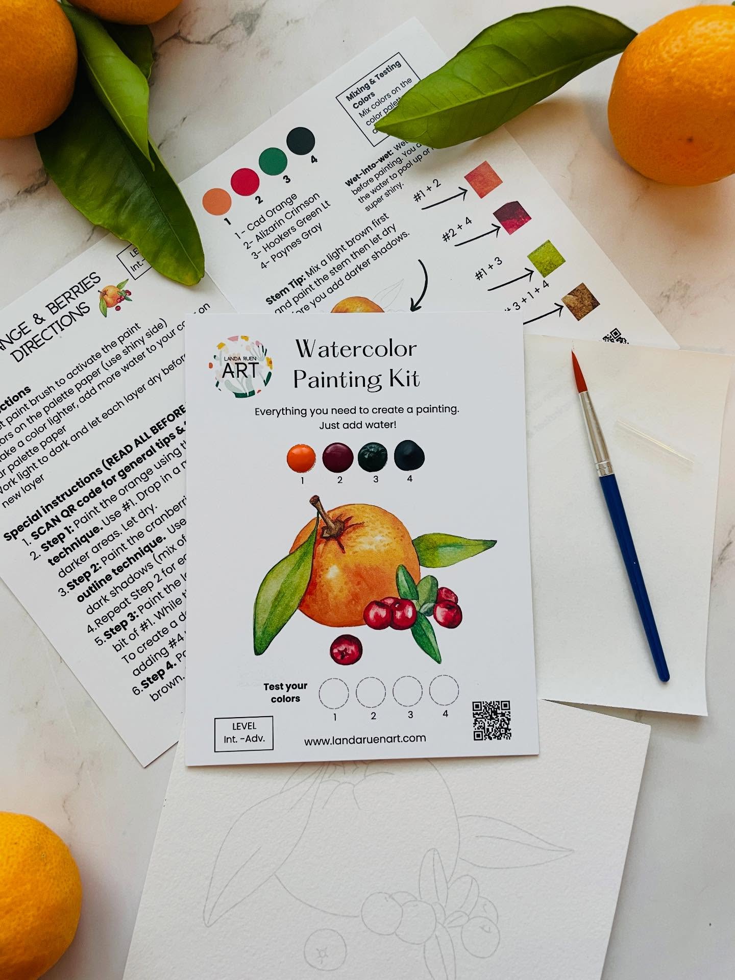I LOVED painting this for my new calendar and watercolor kit.
It had everything I enjoy painting: shiny surfaces, leaves, strong contrasts, and bright colors.