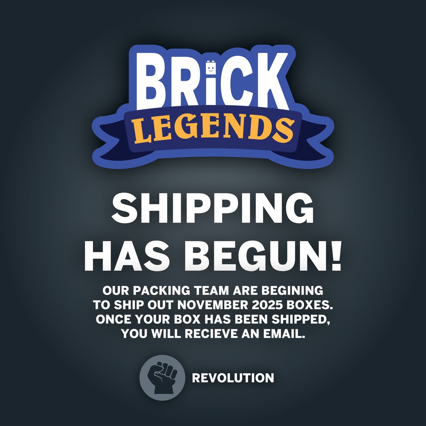 Brick Legends Shipping has BEGUN! 😍
Our Packing Team is hard at work getting our Brick Legends November 2025 Boxes shipped off! Once your box has been shipped, you will receive an email.
Missed out on this box but still want to get Brick Legends? Don't worry, our December 2025 Box will be available from 26th Nov. 2025 at 12pm (GMT)
-
#BrickLegends #UnitedBricks #Revolution #CollectorsBox #ForCollectors #Minifigures #RevolutionMinifigure #AFOL #MinifigDrop