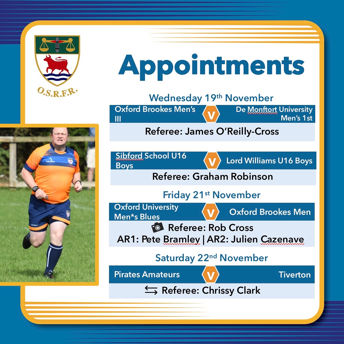 Short post as I’m busy decompressing after the weekend’s incredible @nationsseries games… how many upsets???
Anyway - here are the current week’s appointments. Once I recover, I’ll post the weekend plans, but this is a tough weekend for us to cover, so please apprehend ref when they make themselves available (often ant the expense of their family and friend time!)