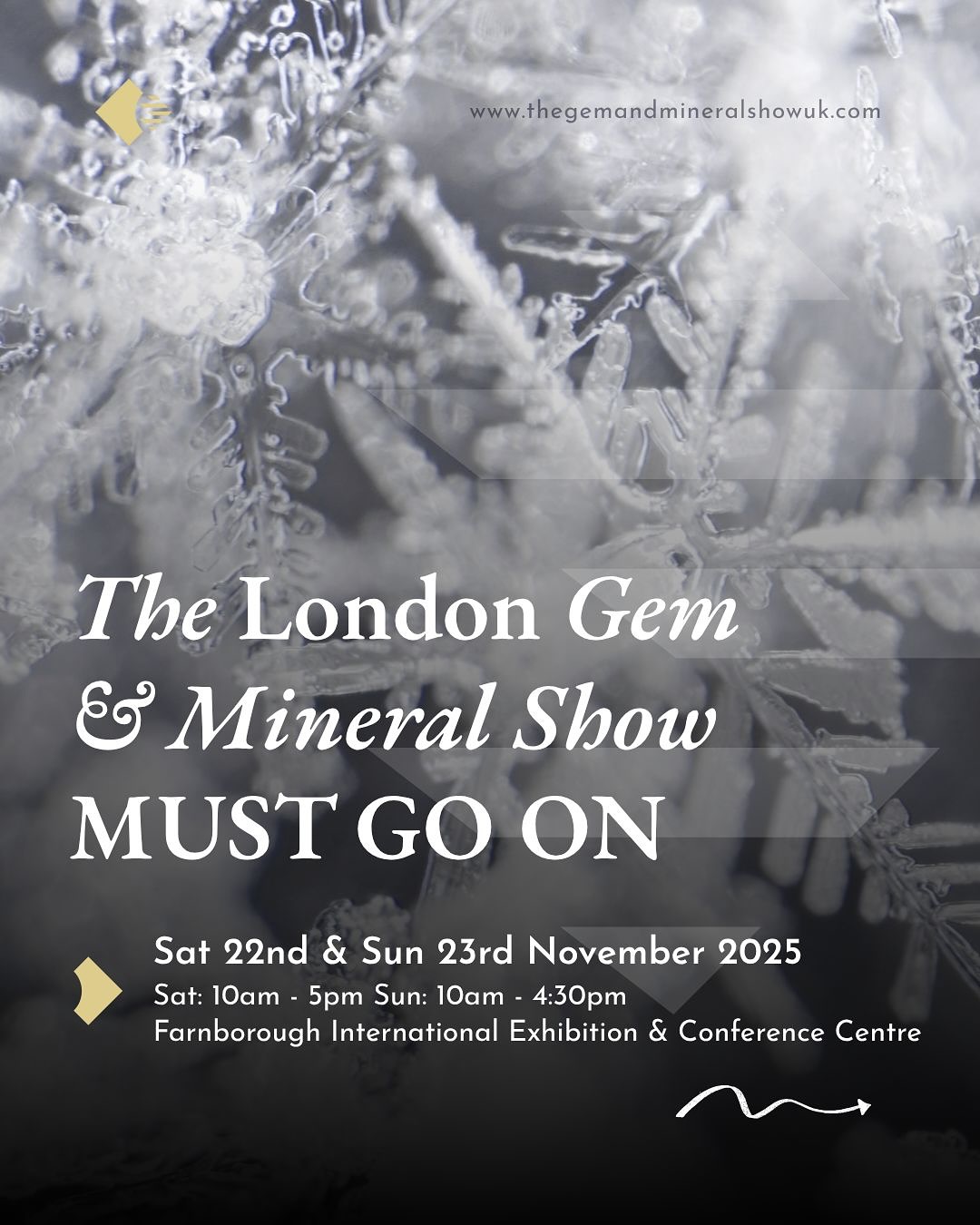 💎 The London Gem & Mineral Show: Come Rain or Shine! ☀️
Don’t let the November chill or unpredictable UK weather hold you back! The London Gem & Mineral Show is 100% indoors and fully weather-proof at Farnborough International Exhibition & Conference Centre.
We are the perfect #indoorevent for this weekend! Stay warm, dry, and cosy while exploring thousands of stunning #gemstones and #crystals.
☕️ We have hot food and drinks and plenty of indoor seating for a break.
🚗 Parking is easy and mess-free on our solid concrete car parks!
The #gemandmineralshow must go on this weekend: Saturday 22nd & Sunday 23rd November 2025!
🎟️ Final Call for Cheaper Tickets!
Pre-book your tickets online now to get a cheaper rate—our pre-sale ends this Friday at midnight! Don’t miss out on these #novembervibes!
👉 Tap the link in our bio to secure your spot now! We can’t wait to see you at #farnborough!
#londongemshow #gemandmineralshow #farnborough #ukevents #whatsonuk #mineralcollecting #gemstones #crystals #crystalshow #weatherproof #indoorevent #novembervibes #mustgoon #ukhobbies #supportsmallbusiness