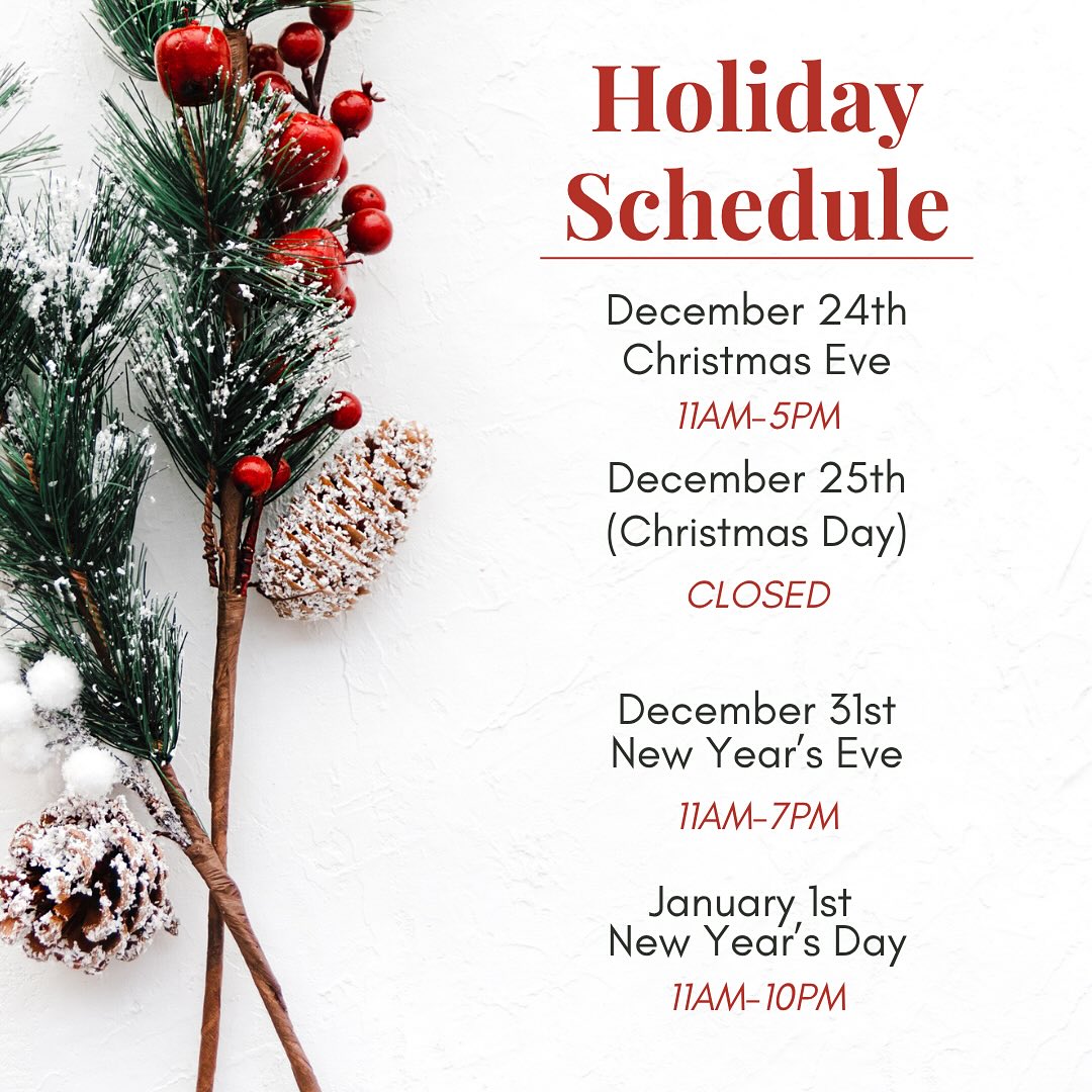 ✨ Our holiday hours are here!
Whether you’re celebrating with family or craving your favorites, we’re ready to serve you. ¡Feliz Navidad y próspero Año Nuevo! 🌮❤️