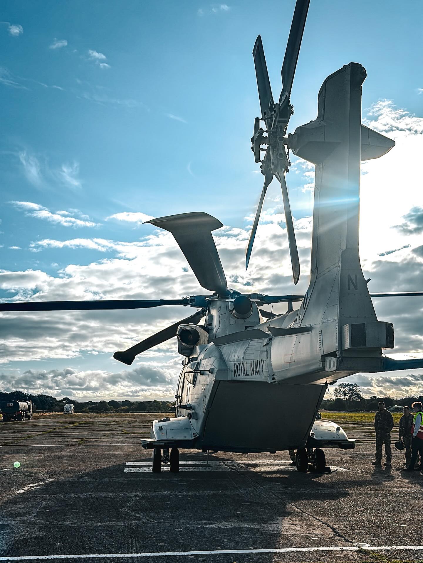 Up close and personal with a visiting Merlin on our refueling helipads. #navy #refuel #merlin #sleap