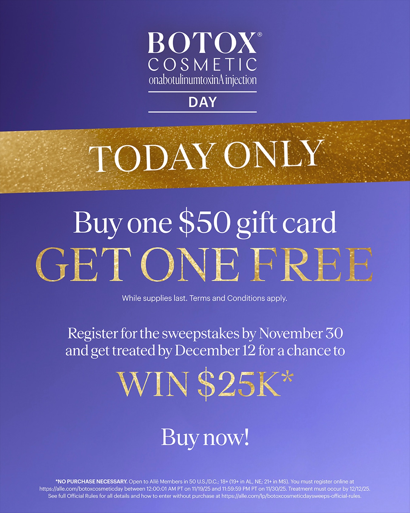 Today only!! Buy one $50 gift card, get one free for Botox! It starts at 11 AM CT!
.
Be sure you're registered at www.alle.com. This always sells out, so act quickly to claim yours!
.
Book your appointment with me šš»
š»www.allure-dbq.com
š 563-258-4698
š§ info@allure-dbq.com
.
Nicole Powers, ARNP, AGNP-BC
@nicolepowers_np
.
#nurseinjector #nursepractitioner #botox #botoxday #medspa #aesthetics #medicalaesthetics #selfcare #dubuque #dubuqueiowa #dubuqueia #iowa #injector