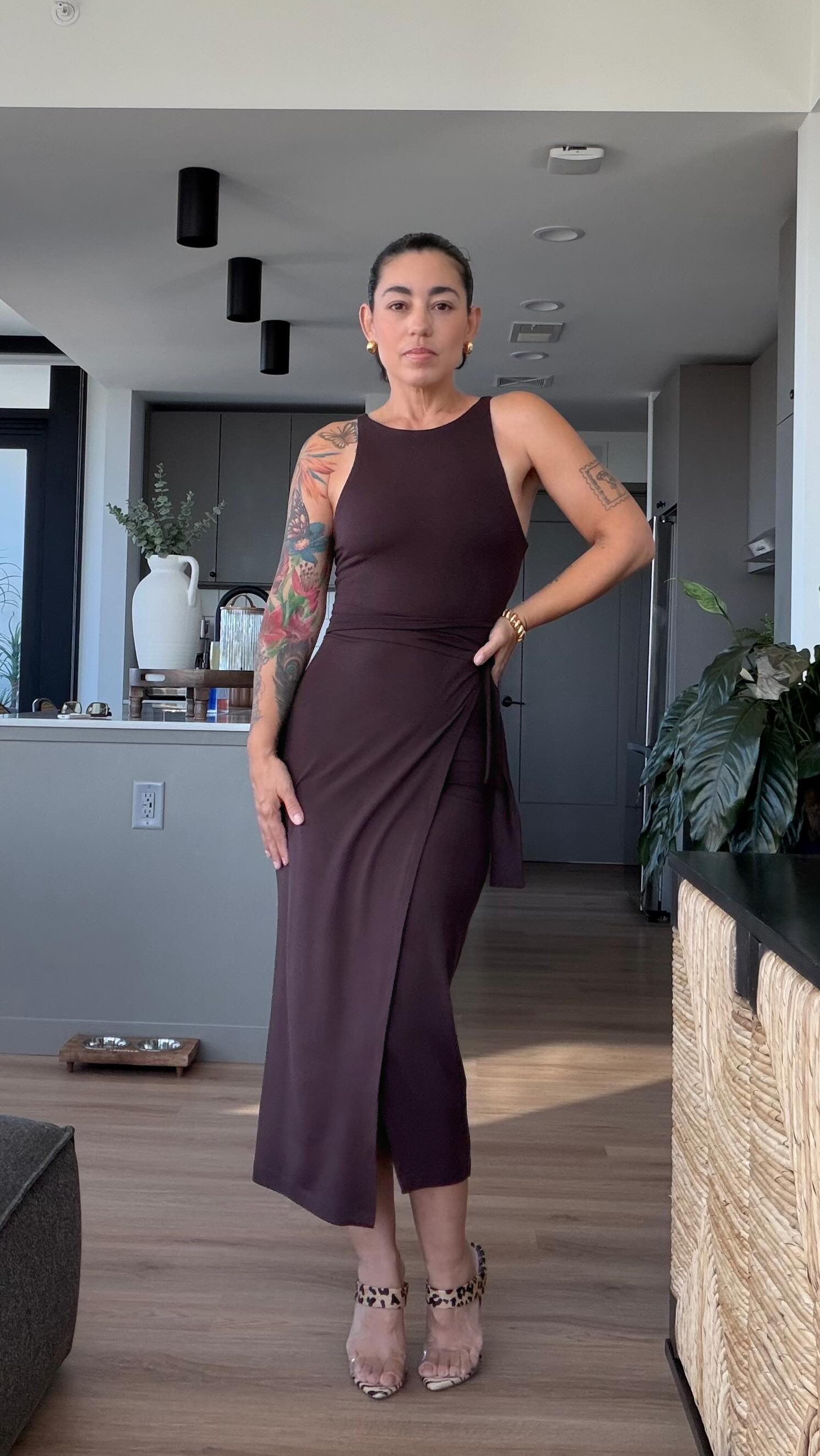 Love this #B7040 dress pattern! I’ve had it in my head since the pattern came out. I used this chocolate brown tencel jersey I got from @lyricalfabrics | Shop Black Friday now at simplicity.com