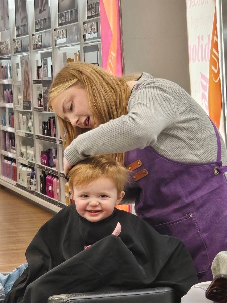A perk of doing hair is getting to participate in family moments and milestones! I had the honor of giving my nephew Everett his first haircut and he did absolutely amazing! #grandrapidshairstylist #firsthaircut