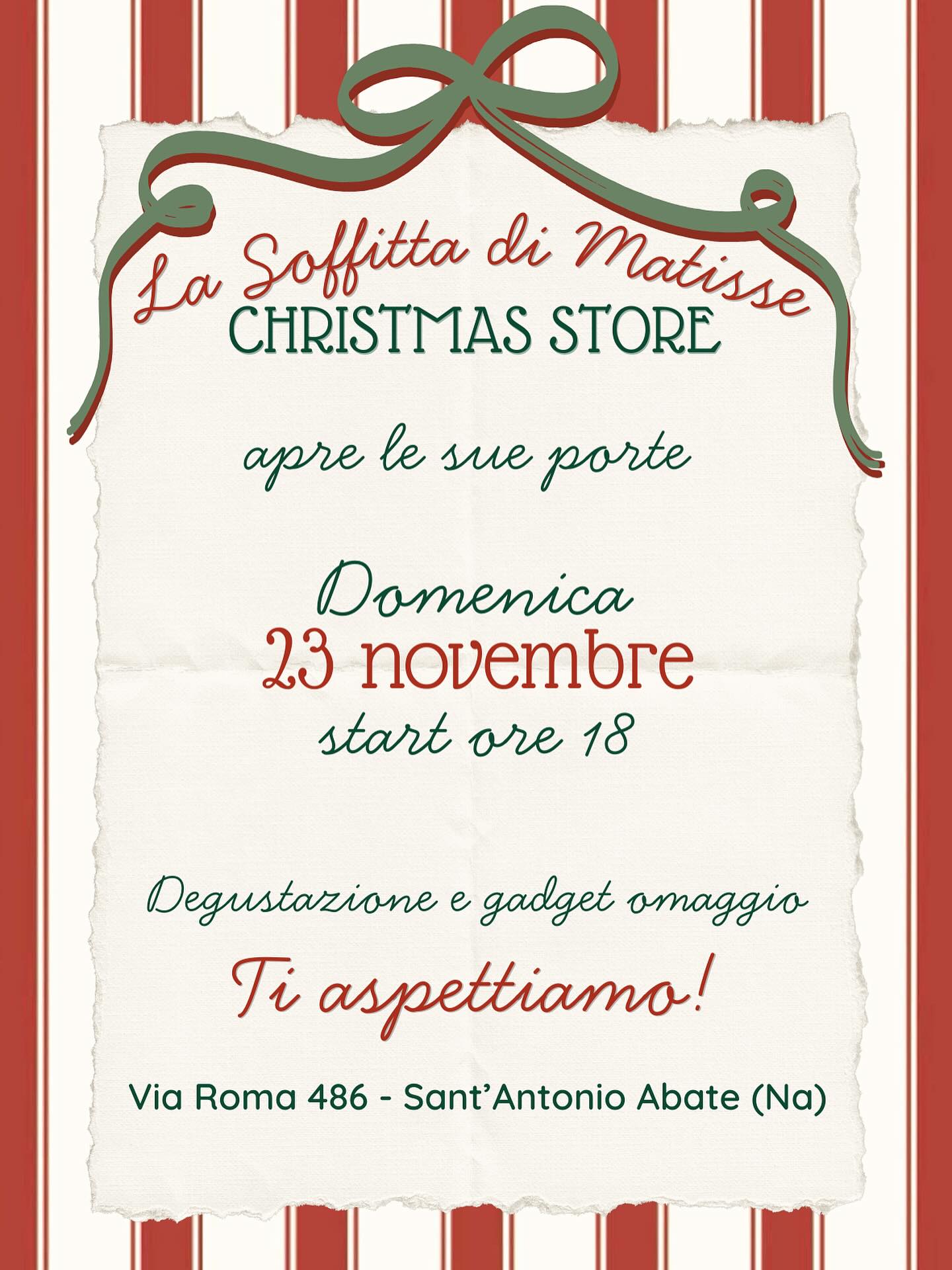 FINALMENTE POSSIAMO DIRVELO 🥹
Siamo lieti di annunciarvi che apriremo il nostro primo temporary store, ovviamente a tema natalizio! 🎄
Vi aspettiamo per festeggiare assieme a noi domenica 23 novembre dalle ore 18 in via Roma 486 a Sant’Antonio Abate (Na) ❤️
Non vediamo l’ora! 🫢