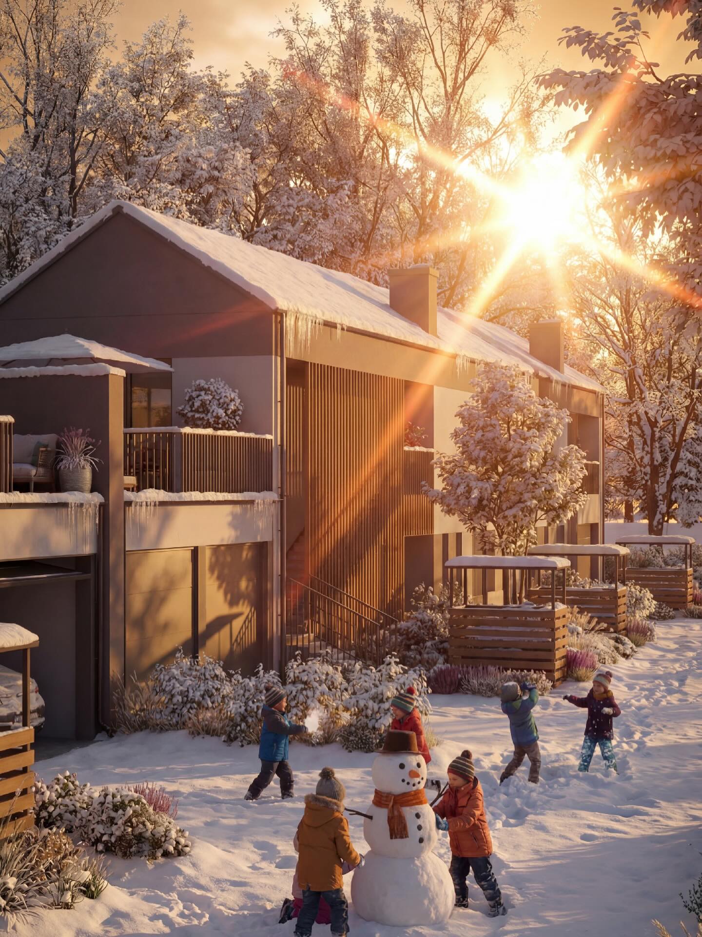 Zima potrafi nadać każdej inwestycji wyjątkowy, świąteczny charakter. Nasze wizualizacje tworzą magiczną, zimową opowieść o Twojej inwestycji, w której klienci od razu widzą swoje przyszłe życie: pierwszego bałwana, dekoracje na tarasie, rodzinne zabawy przy zimowym słońcu.
Dzięki takim ujęciom możesz wyróżnić swoją inwestycję na tle konkurencji i zwiększyć zaangażowanie odbiorców, a wszystko to za pomocą dopracowanych, emocjonalnych zimowych kadrów.
Chcesz, aby Twoja inwestycja zachwycała także w zimowej, świątecznej oprawie?
Odezwij się, stworzymy wizualizacje, które robią różnicę.
#vividportfolio #naszerealizacje