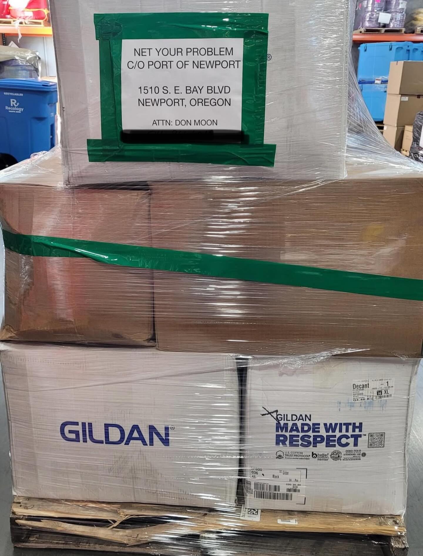 A pallet of rope pieces left over from years of mat and basket making on its way to be recycled by Net Your Problem in Newport Oregon. Transported there courtesy of the Eureka Englund Marine truck. Thank you