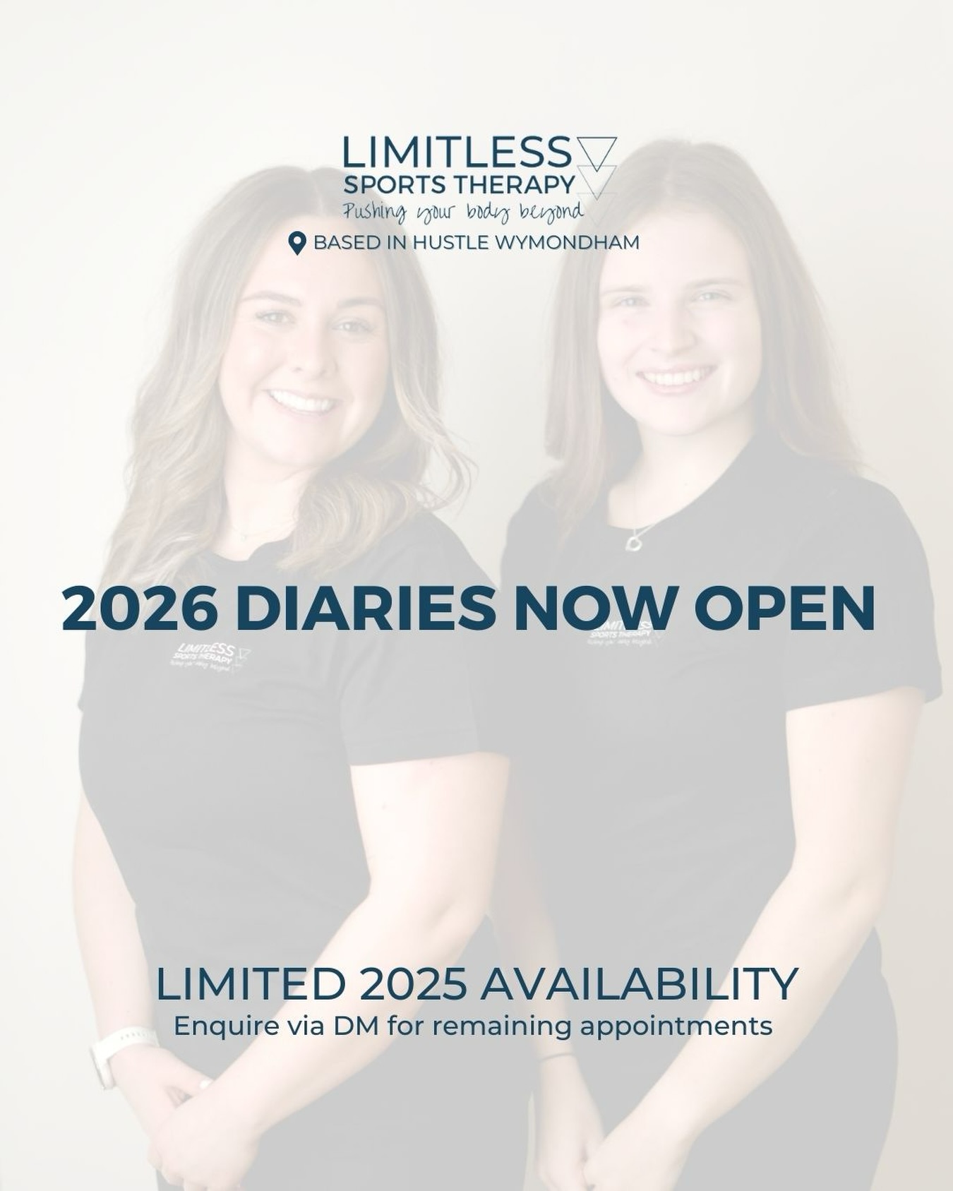 A little reminder to prioritise you: 2026 bookings now open ✨
🗓️ 2025 sessions almost full
📸 @social.scenes.creative
🏡 @hustle_wymondham
👯♀️ @becky_sportstherapy @charlotteluisalemay
#sportstherapy #physiotherapy #booknow #helpyourbody #injury #norfolkphysios #norfolk