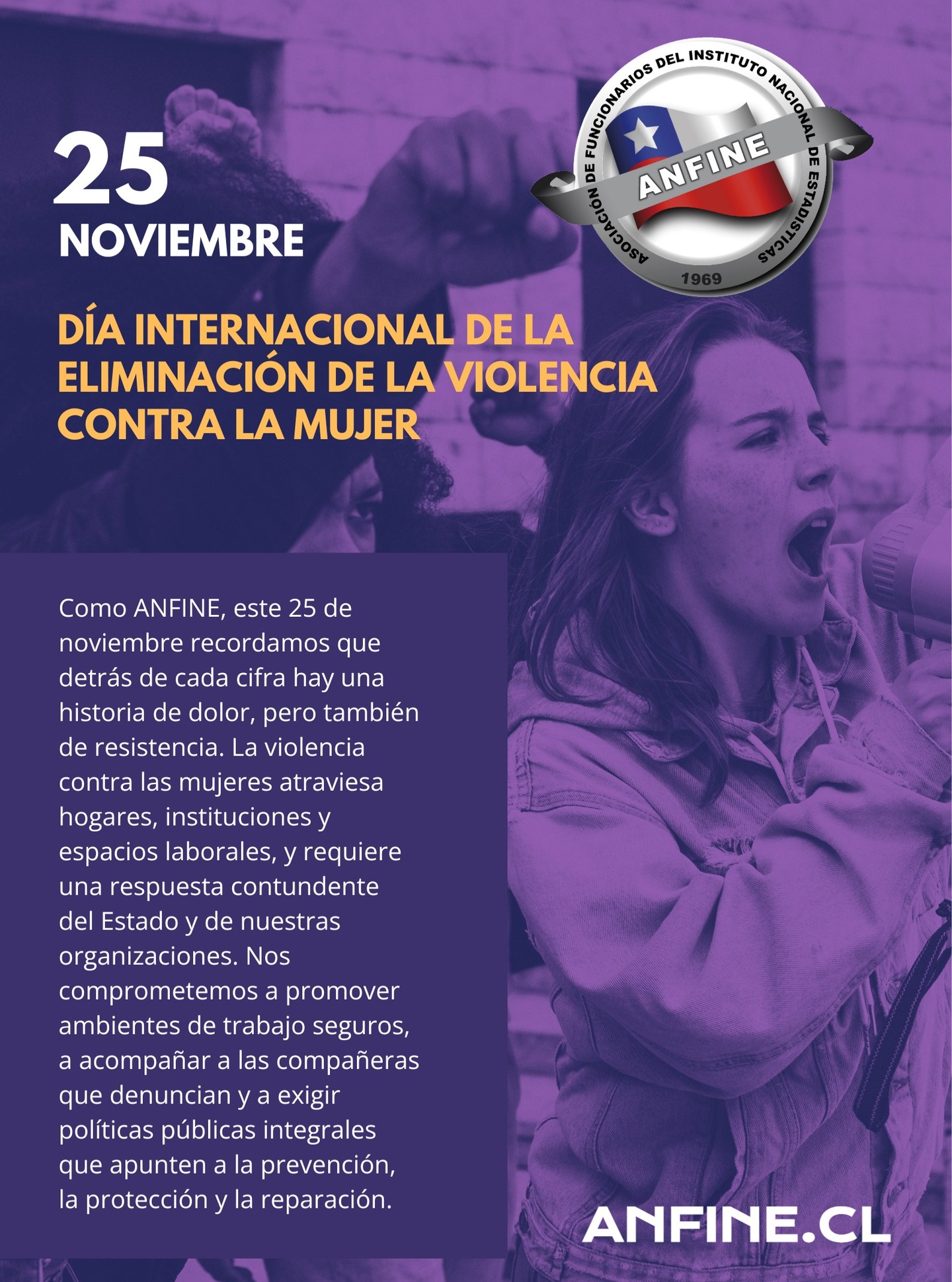 🟠✊ Como ANFINE, este 25 de noviembre recordamos que detrás de cada cifra hay una historia de dolor, pero también de resistencia.
La violencia contra las mujeres atraviesa hogares, instituciones y espacios laborales, y requiere una respuesta contundente del Estado y de nuestras organizaciones.
Nos comprometemos a promover ambientes de trabajo seguros, a acompañar a las compañeras que denuncian y a exigir políticas públicas integrales que apunten a la prevención, la protección y la reparación.