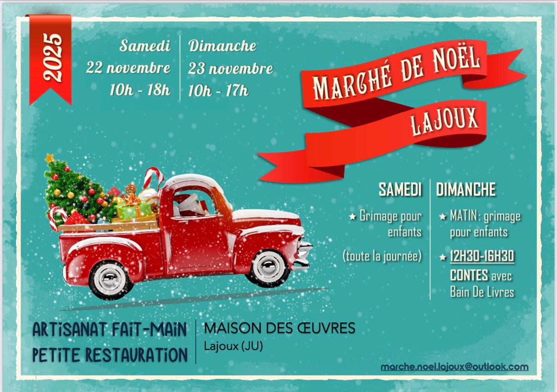 🌟CE WEEK-END 🌟
Marché de Noël, les 22 & 23 novembre 2025 à Lajoux
Dans le village qui a bercé mon enfance, un marché de Noël comme un retour aux sources !
Soyez les bienvenu.e.s pour vous émerveiller et dénicher des petites pépites à glisser sous le sapin ou à s’offrir …
#marchedenoel #noeebijoux #juratourisme #lajouxcity