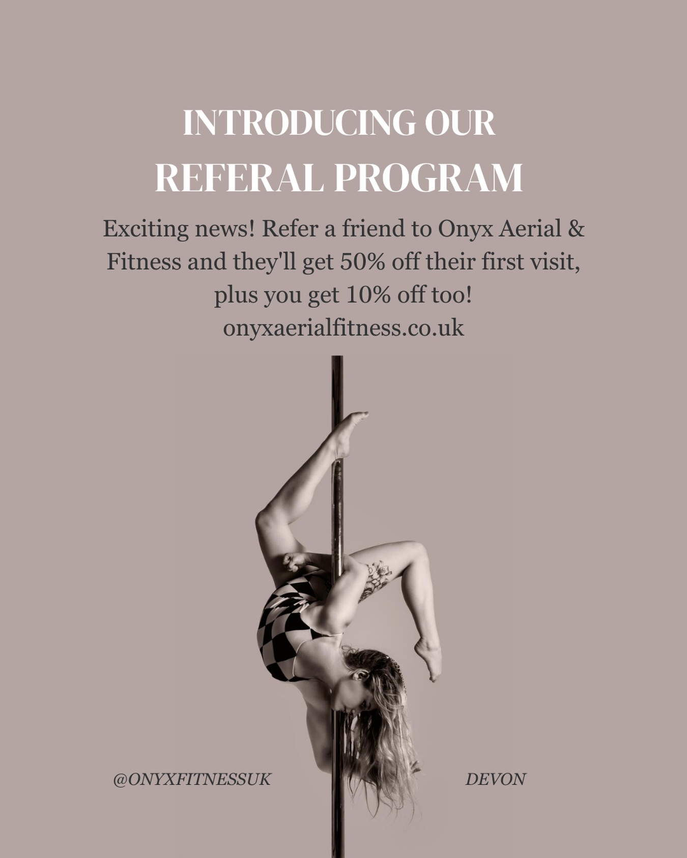 ⭐️Introducing our Referral Program at @onyxfitnessuk !
Refer a friend and they will receive 50% off their first purchase while you enjoy a 10% discount.
https://www.onyxaerialfitness.co.uk/refer-friends
#referralprogram #onyx #discounts #aerial