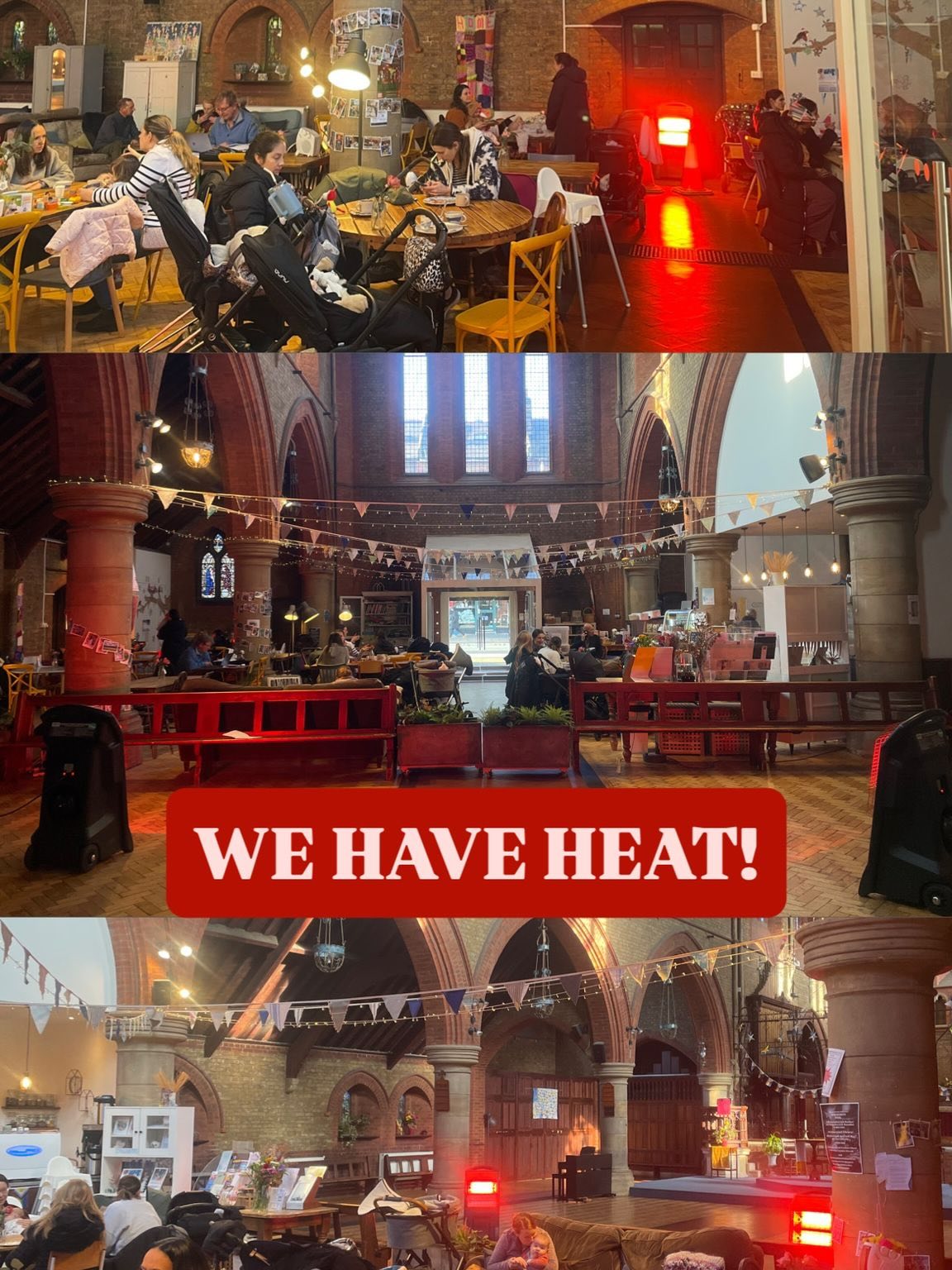 So as you may know, our boiler is not very well 😞 - it is being fixed within the next week!
However, we have these amazing temporary infrared heaters that are keeping us warm, so we are still able to be open!
What else can we do to keep warm in this cold?
👉 come knit a hat with us at our weekly knitting group!
👉 seated exercises in the morning (over 60’s only - but sure they wouldn’t mind some gatecrashers 🤣)
👉 we have 2 soups to choose from!
👉 eat a hot dish!
It may be cold, but there will always be a warm at Home Cafe xxx