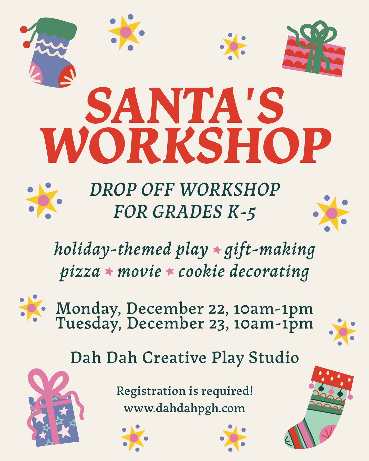 🧑🎄 SANTA’S WORKSHOP 🧑🎄 these spots are going fast! Sign up at www.dahdahpgh.com