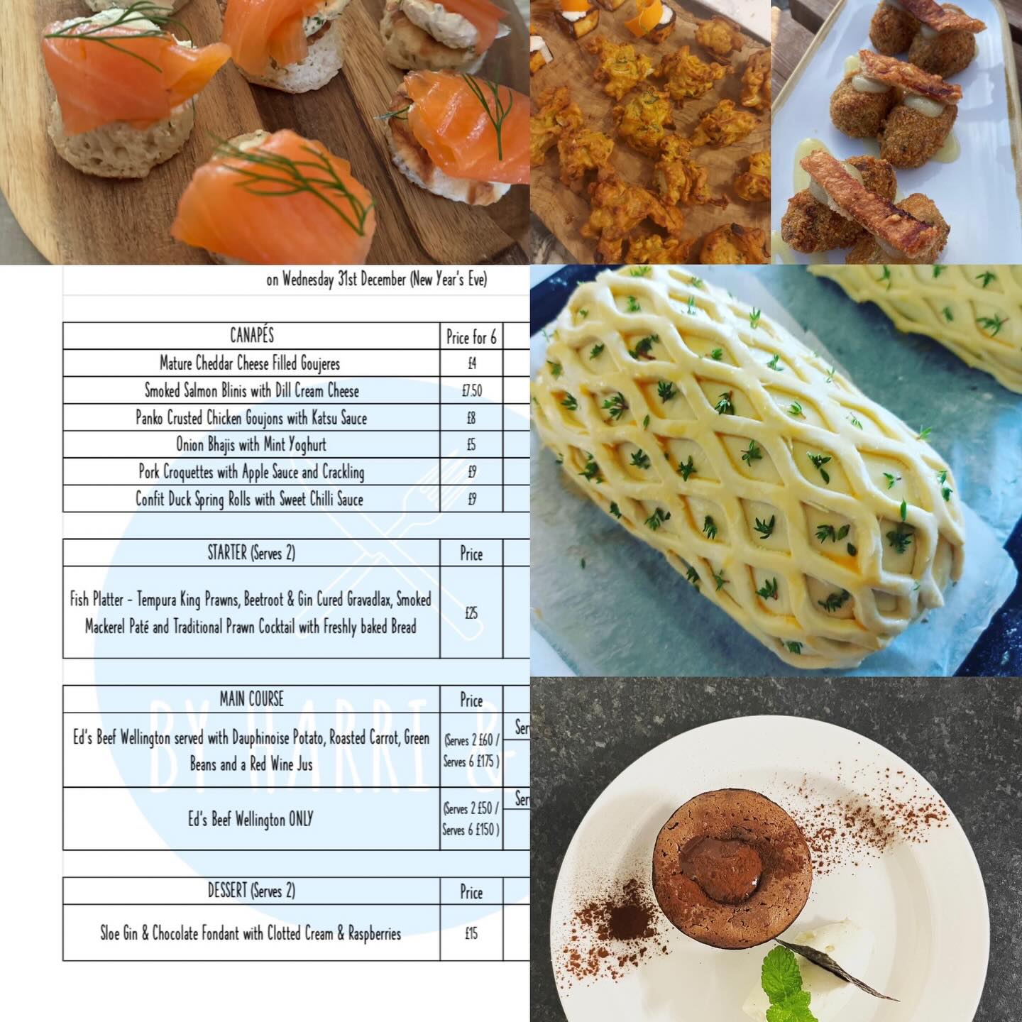 It’s our FINAL Menu for 2025 folks! We understand Christmas is fast approaching which means that New Year’s Eve is round the corner…let us help with the catering and provide some yummy grub for you to ring in the New Year with.
Canapés to go with the celebratory Fizz, a cheeky Fish Platter to go with the White Wine, Ed’s Special Beef Wellington to match a lovely full bodied Red and finish off with a Choccy Fondant and some Sloe Gin. We’ll provide the grub if you do the drinks?!
All orders to be placed by Sunday 28th December and will be delivered on Wednesday 31st. Get in touch via email byharrianded@gmail.com or send us a message on here!
We hope you have a fabulous Christmas and New Year! Thank you all for the amazing support as always - you’re all legends!
#food #catering #newyear #christmas #chef #foodie #canapes #beef #wellington #fish #chocolate #dessert #party #ryedale #york #foodporn