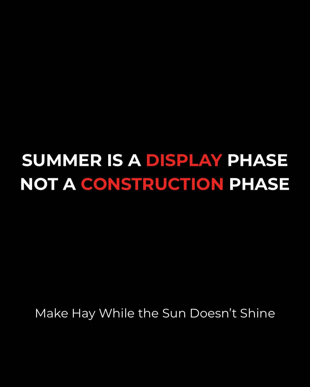Summer is a display phase, not a construction phase.
Summer does not create results.
It exposes weaknesses.
Muscle mass, strength, and fat loss all operate on long biological timelines. They are not built in 6 to 8 reactive weeks when motivation suddenly appears. They are built quietly, early, and without urgency.
This is why rapid results require early commitment.
“Fast results” are often misunderstood.
They are not the product of extreme interventions applied late.
They are the product of early, conservative, sustained inputs.
Initiating training in winter changes the entire trajectory:
• Load progression can be gradual and tendon tolerant
• Technical execution can be prioritised under low fatigue
• Muscle mass can be accumulated without artificial urgency
• Fat loss can occur without aggressive restriction
This creates a compounding effect.
By the time spring arrives, your system is already primed; insulin sensitivity improved, training tolerance higher, structural capacity sorted. At that point, modest adjustments produce visible change quickly.
To the outside on looked, the results appear “fast”.
In reality, they are simply on time.
Waiting for better weather, brighter days or higher motivation is a huge error. Seasonal motivation is reactive and fragile. Training in winter removes the illusion that progress requires excitement.
It rewards discipline, repeatability and restraint.
Make hay while the sun doesn’t shine.